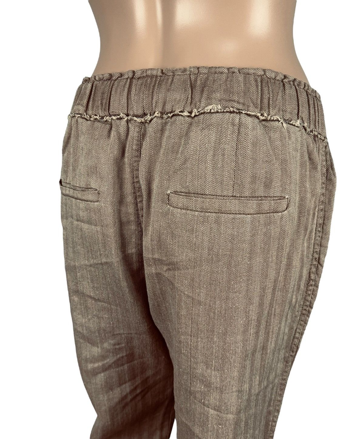 Brunello Cucinelli Brunello Cucinelli Herringbone Crop Trousers Linen-Cotton Size 26" / US 2 / IT 38 - 10 Thumbnail