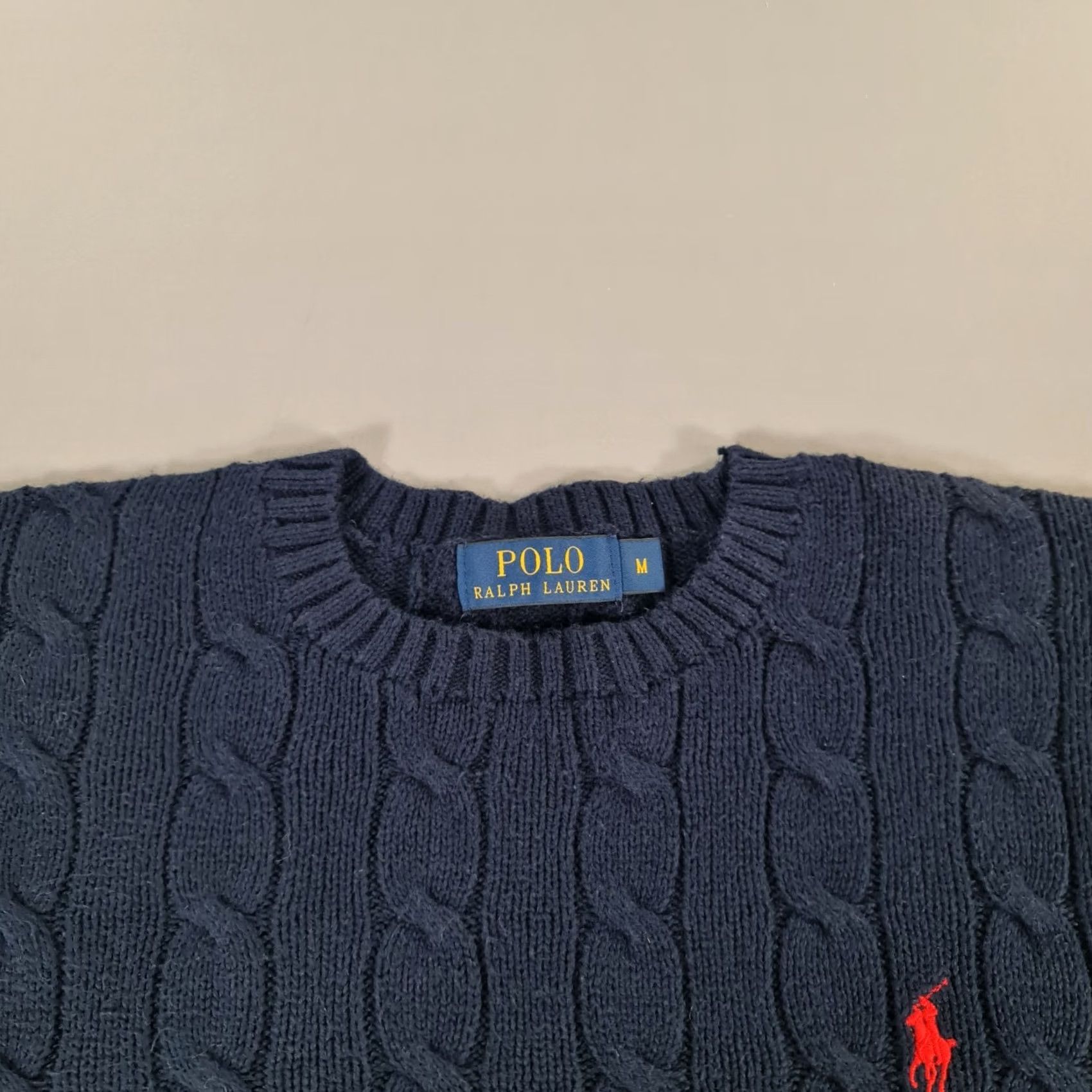 Polo Ralph Lauren Polo Ralph Lauren Jumper Mens Cable-Knit Navy Blue Medium Cotton Pullover Size US L / EU 52-54 / 3 - 2 Thumbnail