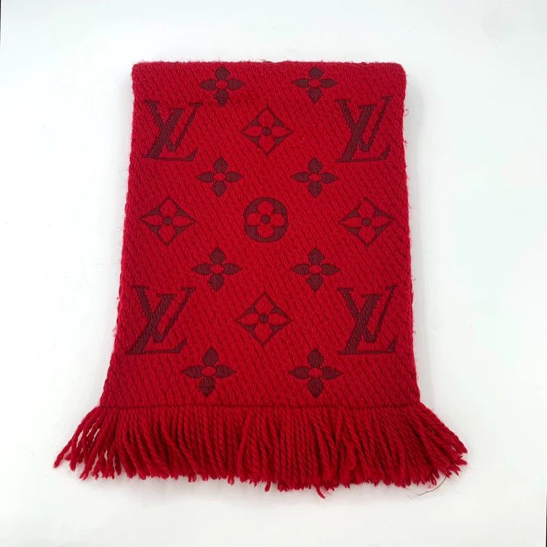 Louis Vuitton Louis Vuitton Red logo old flower full print wool fringe s Size ONE SIZE - 1 Thumbnail