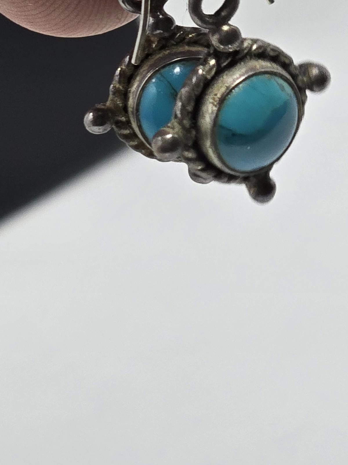Sterling Silver ​Vtg STERLING Silver Turquoise Dangle Earrings Size ONE SIZE - 8 Thumbnail