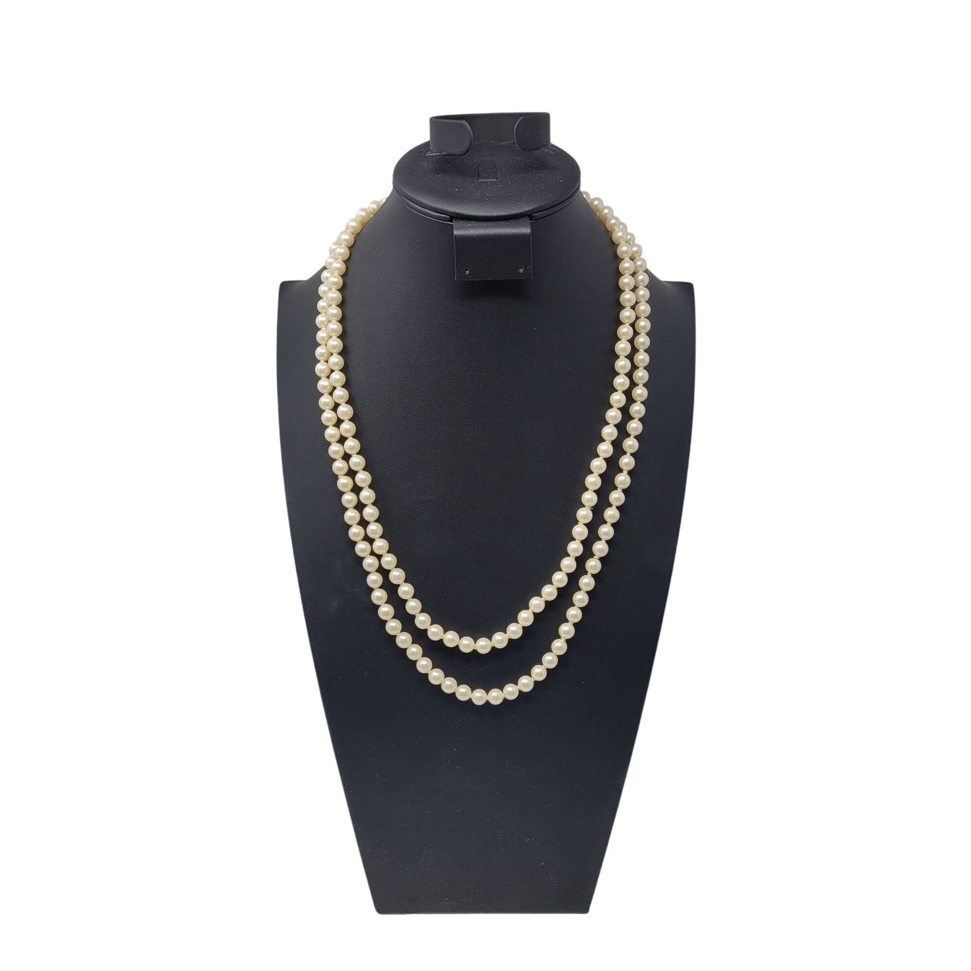 Vintage Vtg Flapper Hand Knotted Faux Pearl Necklace Glass Ivory Cla Size ONE SIZE - 3 Thumbnail