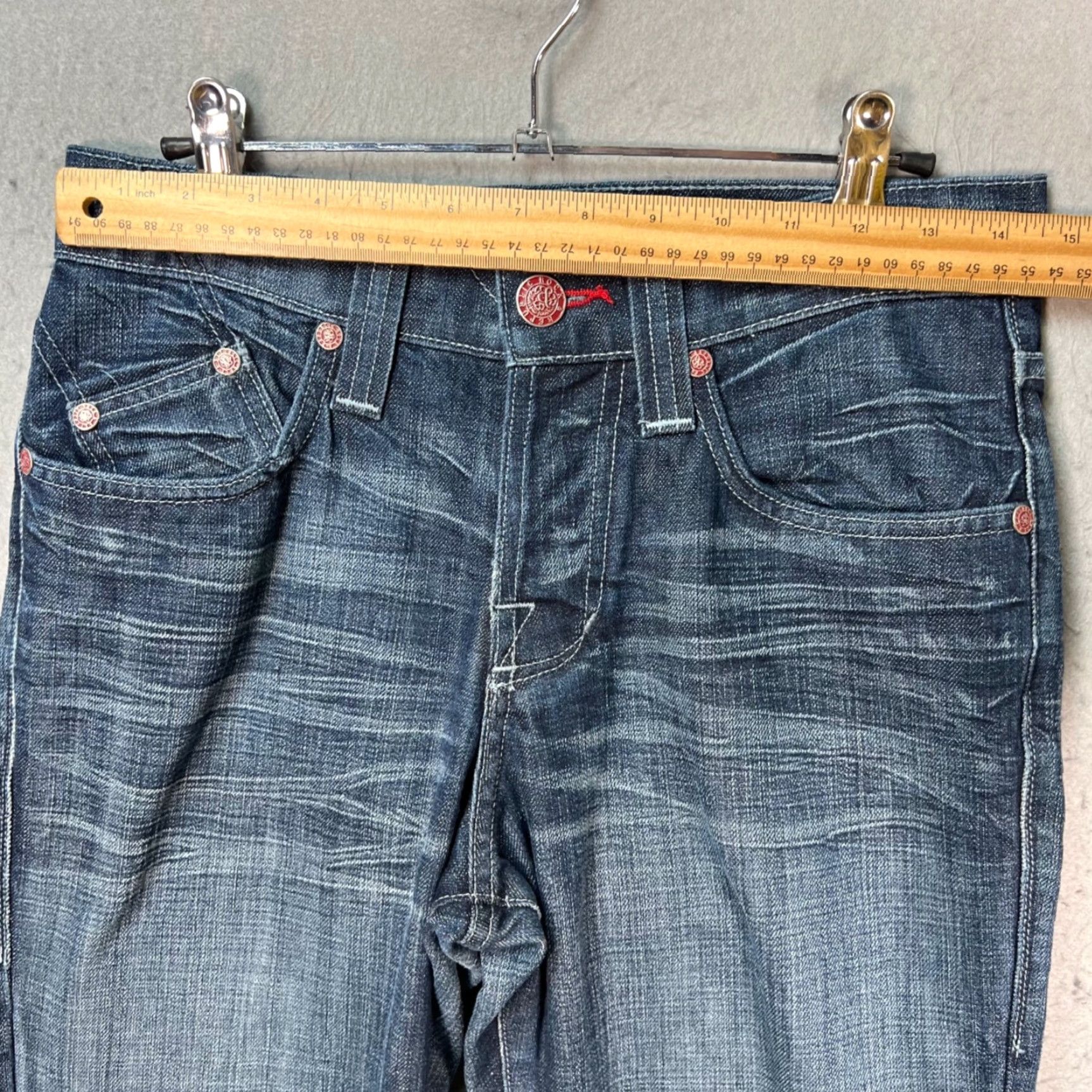 Vintage Rock & Republic Womens Size 29 Distressed Denim Jeans Straight Leg Blue Wash Size 29" - 6 Thumbnail