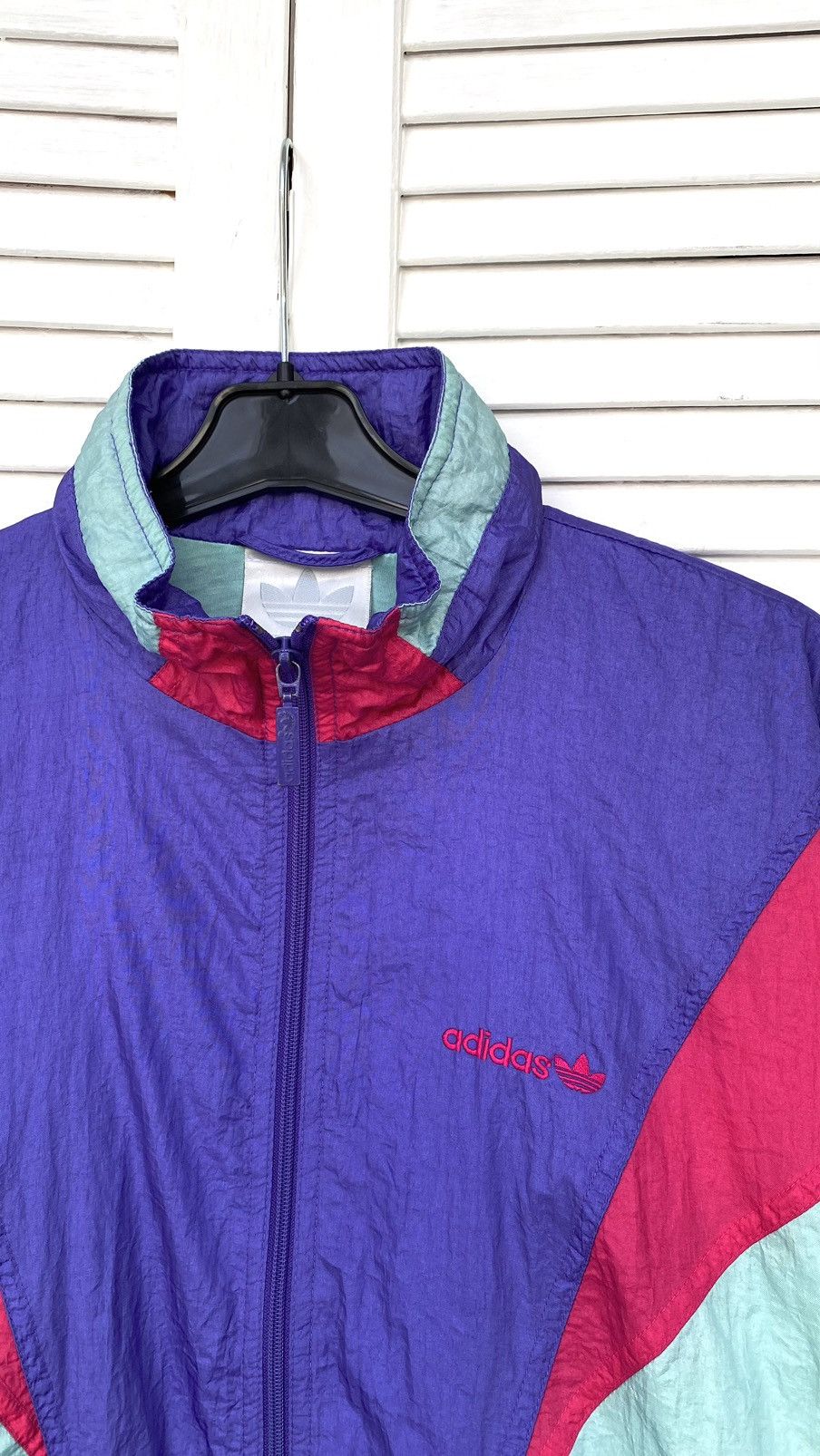 Adidas × Vintage Vintage Adidas Track Retro Jacket Nylon 90s Purple Size US S / EU 44-46 / 1 - 7 Thumbnail
