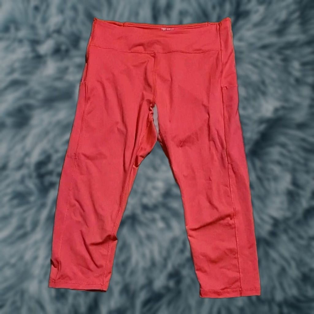 Tek Gear Womens Tek Gear Yoga Pants Pink Phone Pockets XL Tapered Leg Compression Activewear Yoga Athleisure Womens Size 40" / US 18 - 1 Thumbnail
