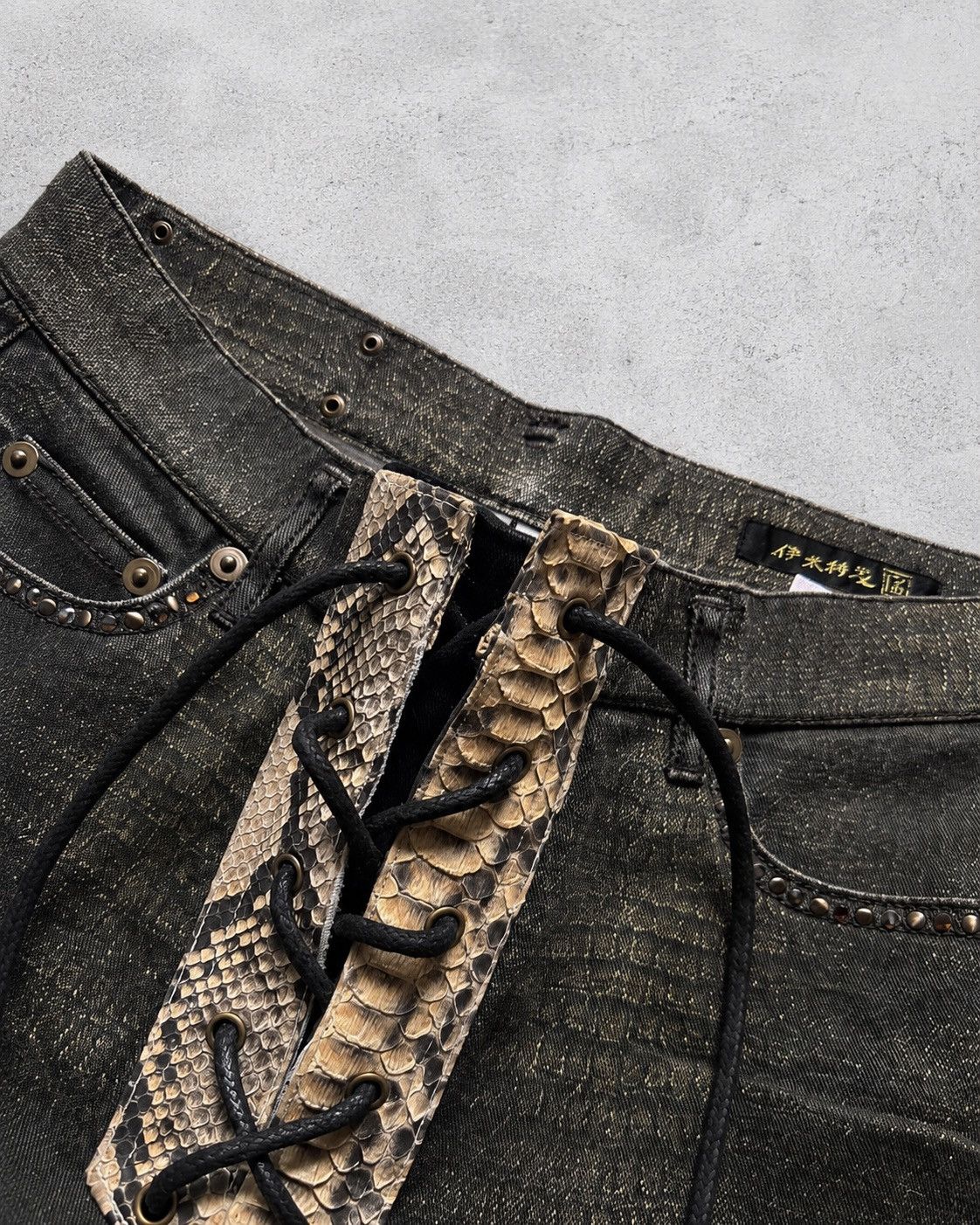 Japanese Brand GK phyton lace up flare jeans Size US 26 / EU 42 - 8 Thumbnail
