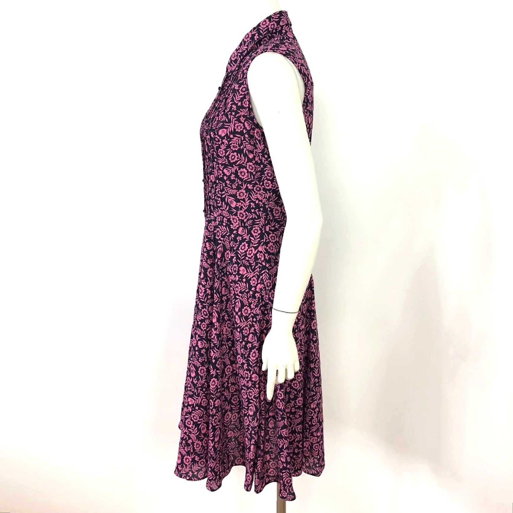 Nanette Lepore Nanette Lepore A-Line Pleated Women's 4 Knee Length Button Dress Floral MINT Pink Sleeveless Collared Vintage? No Size S / US 4 / IT 40 - 3 Thumbnail