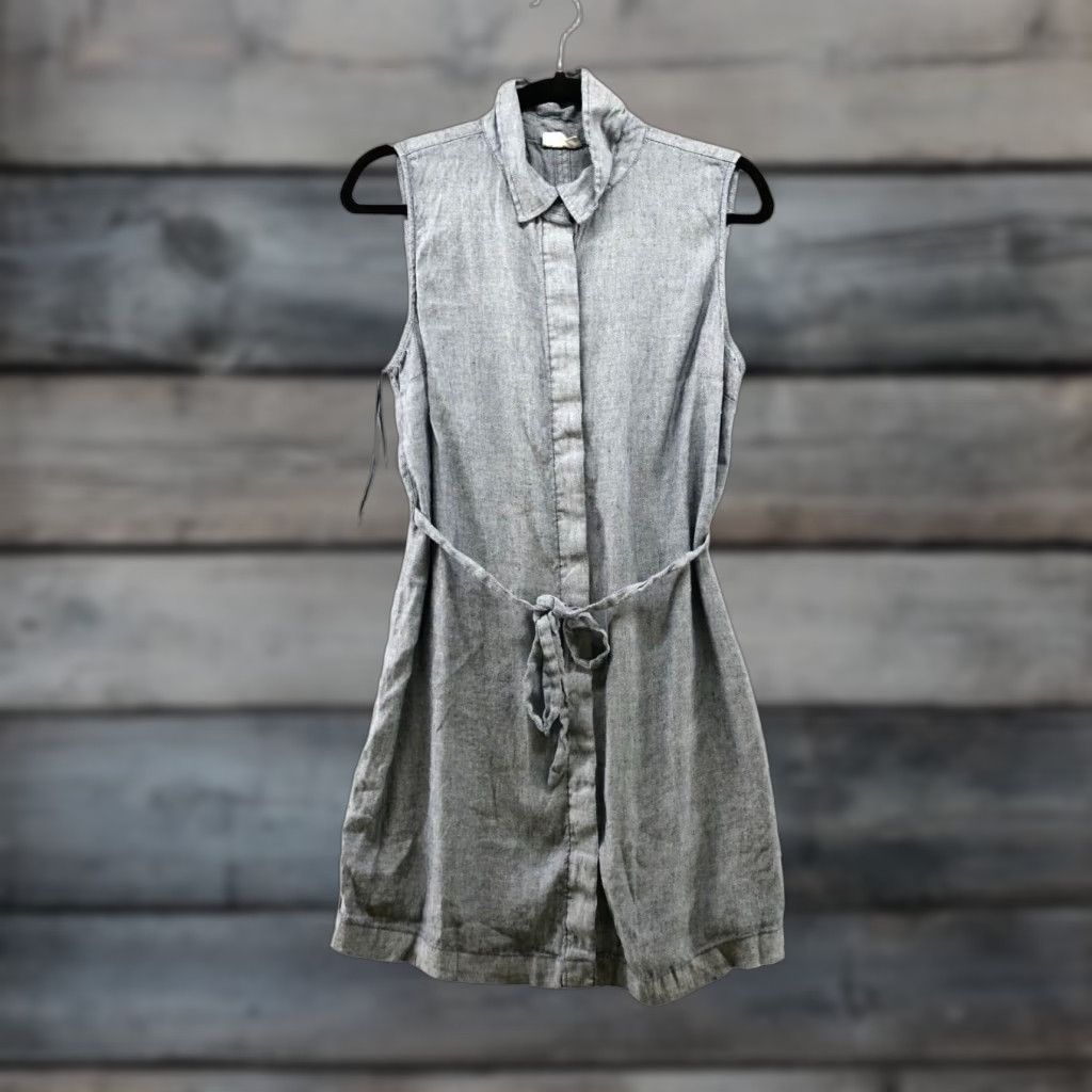 Nicole Miller VINTAGE Nicole Miller Linen Blend Shirt Dress Women Size 4 Sleeveless Mini Tie Waist Blue Casual Spring Summer Size S / US 4 / IT 40 - 1 Thumbnail