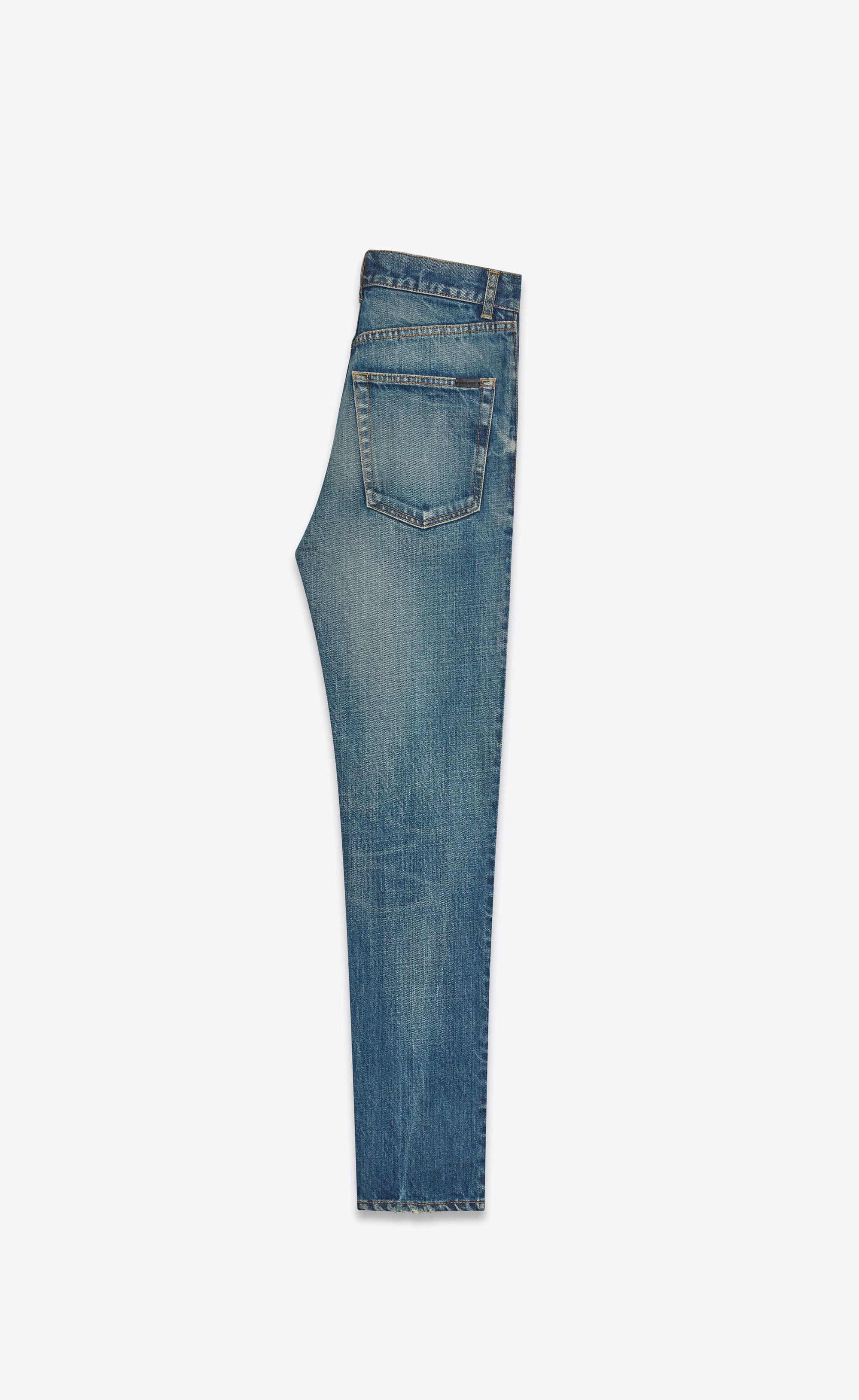 Saint Laurent Paris o1s1wg110125 712392 Straight Jeans in Denim in Vintage Blue Size 29" - 2 Thumbnail