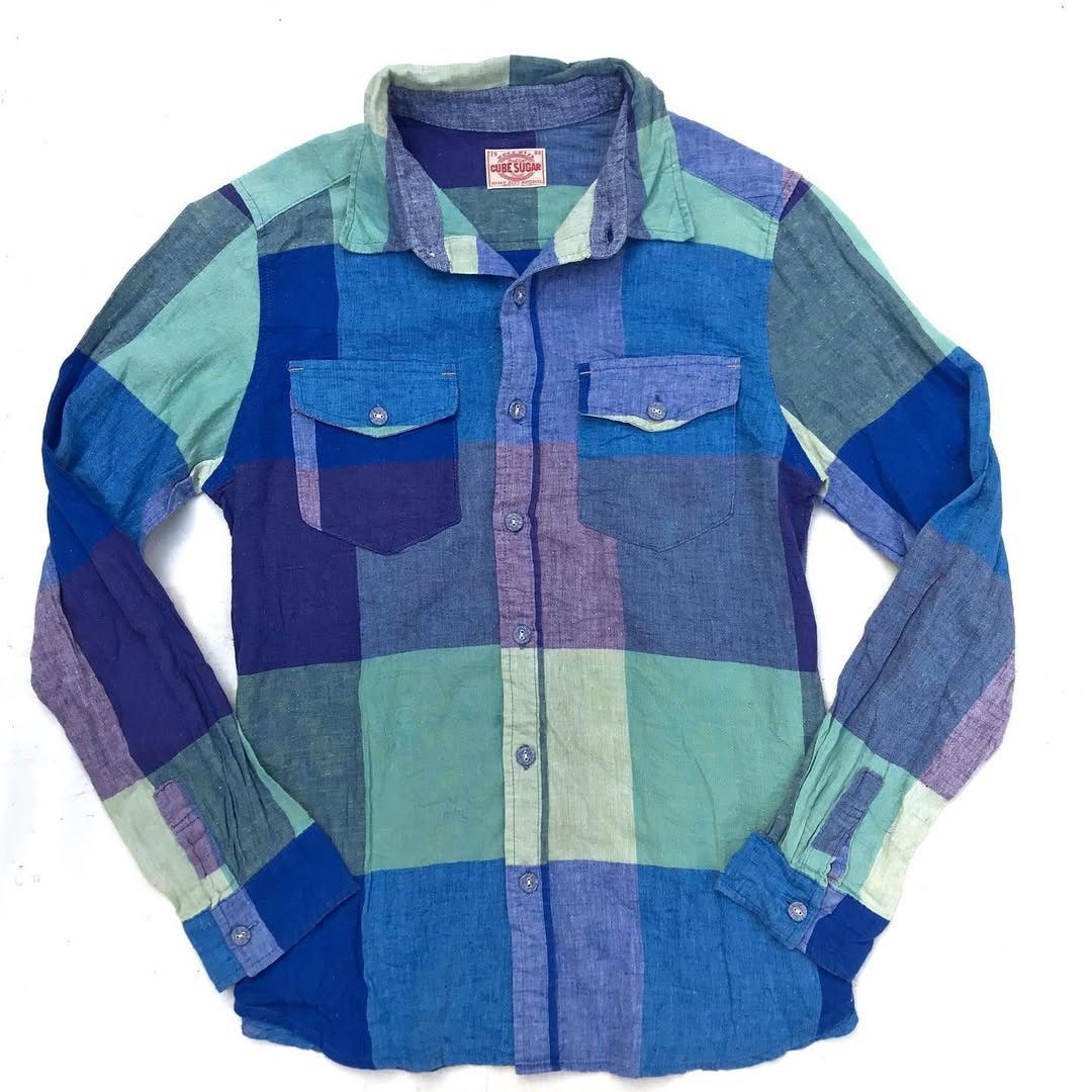 Sugar Cane × Vintage Cube Sugar Multi Plaid Tartan Shirt Sugar Candy Pattern Work Size US M / EU 48-50 / 2 - 1 Thumbnail