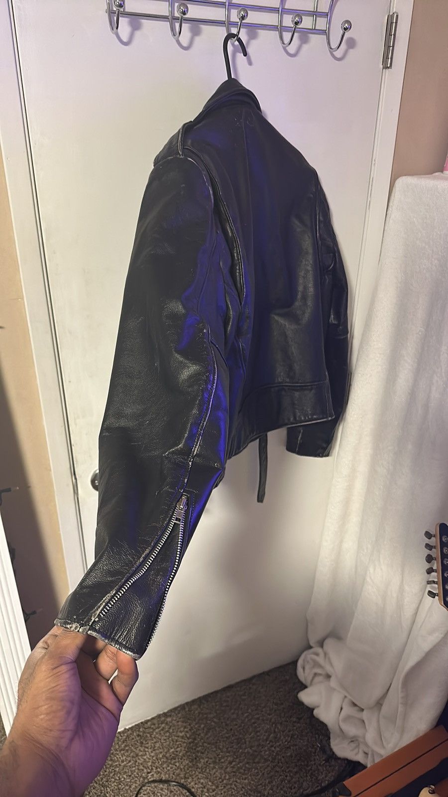 Other Vintage Black Leather Motorcycle Jacket size 40 (large) Size US L / EU 52-54 / 3 - 3 Thumbnail