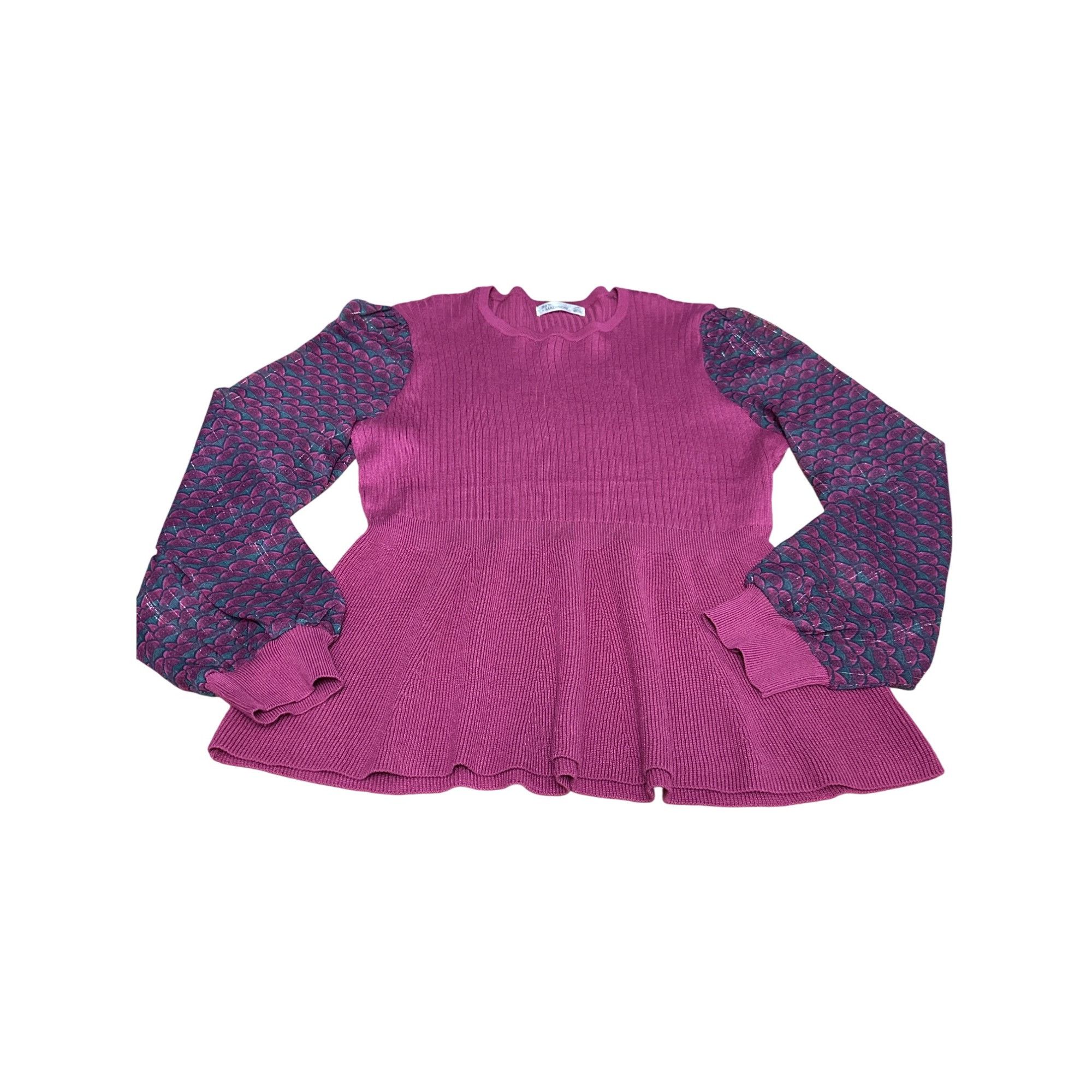 Other 89th Madison NWT Medium Sheer Magenta Haze Knit Peplum Top M Size M / US 6-8 / IT 42-44 - 8 Thumbnail