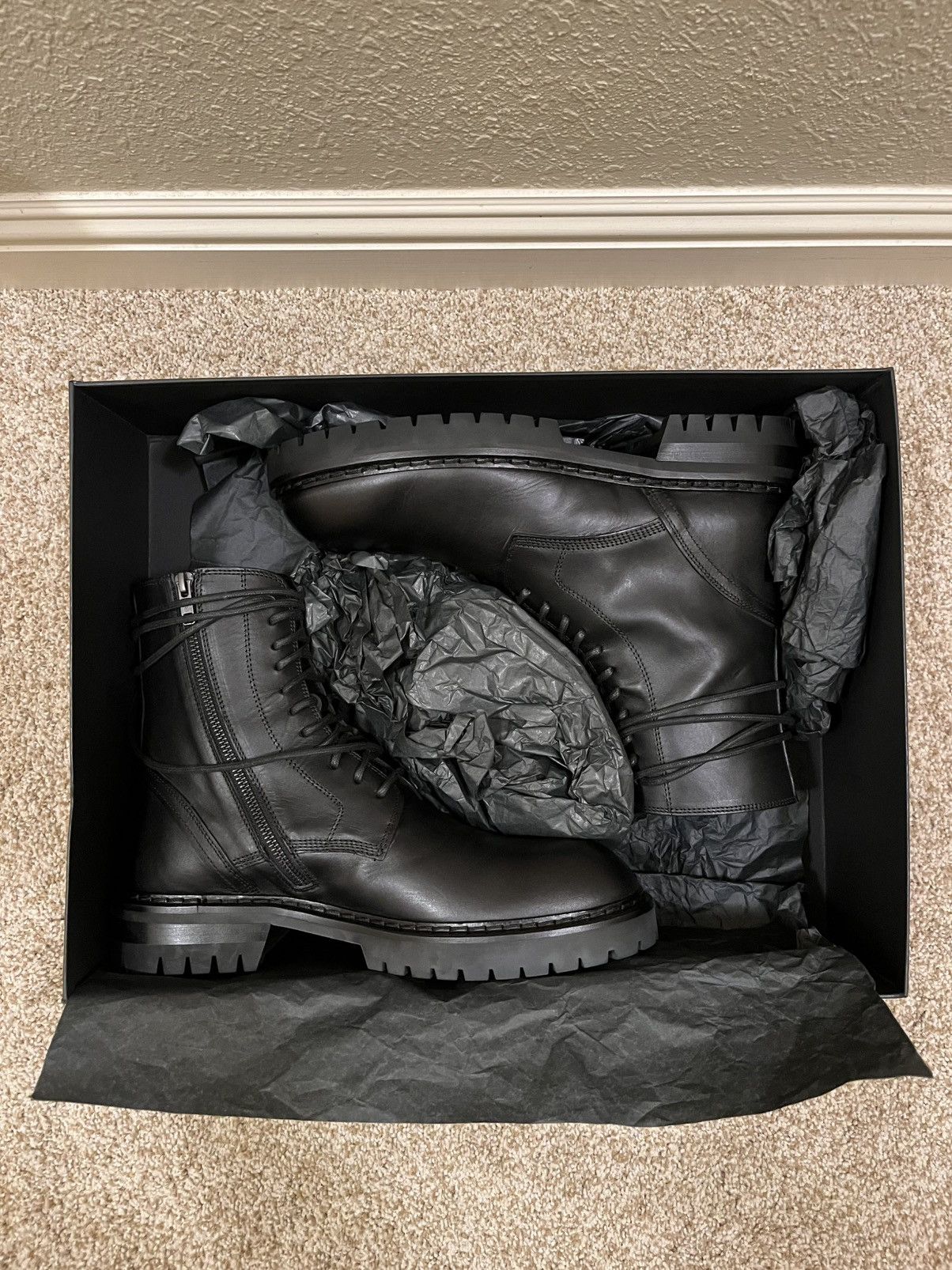 Ann Demeulemeester Black Leather Combat Boots Size US 10 / EU 43 - 9 Thumbnail