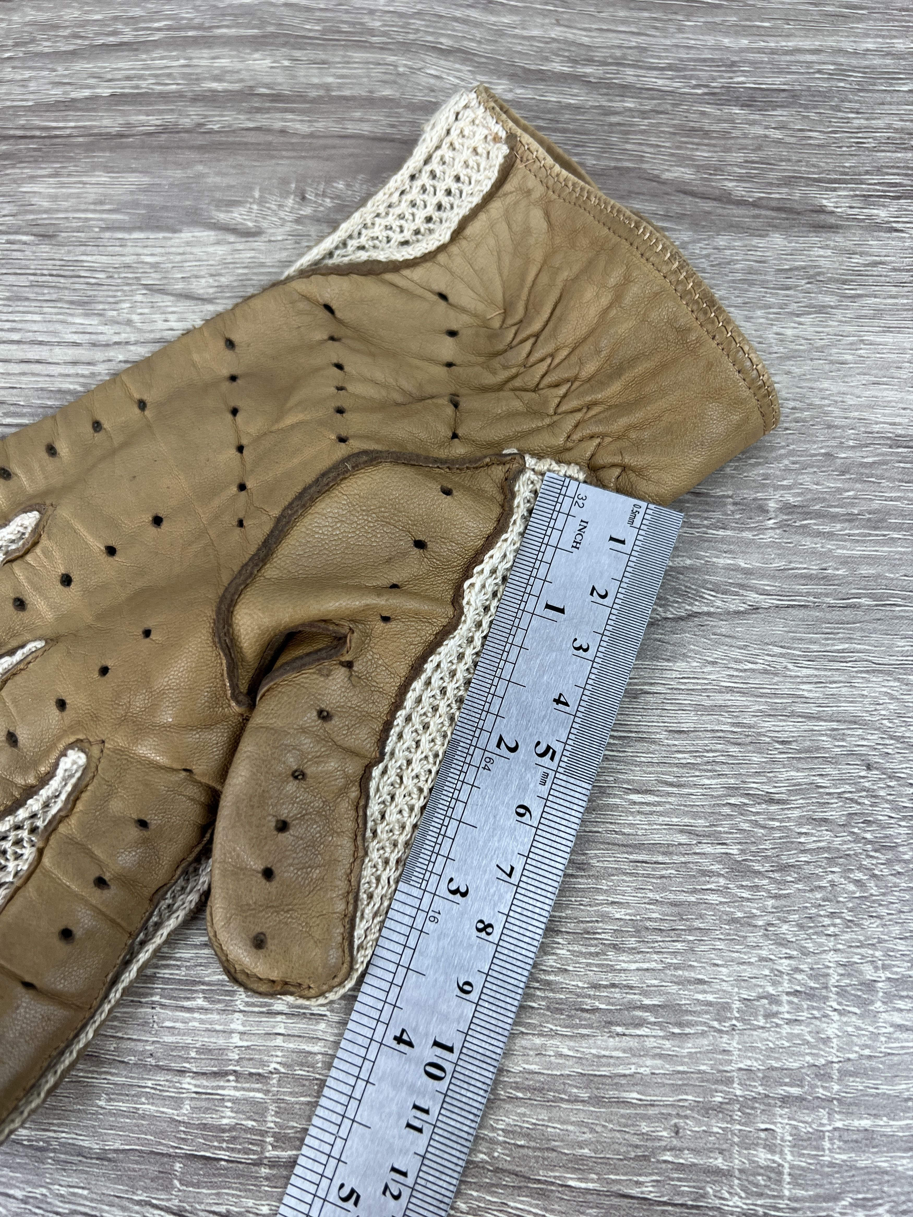 Vintage Vintage 70-80s Brown Leather Racing Gloves Knitted Leon Dore Size ONE SIZE - 14 Thumbnail