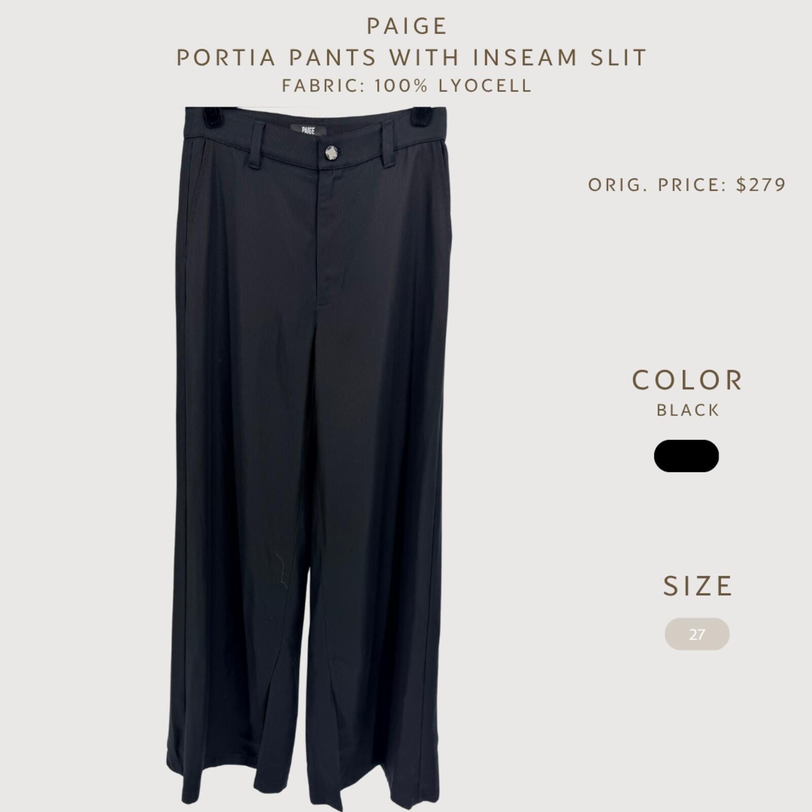 Paige Paige Portia Inseam Slit Pants Black 27 Size 27" / US 4 / IT 40 - 2 Thumbnail
