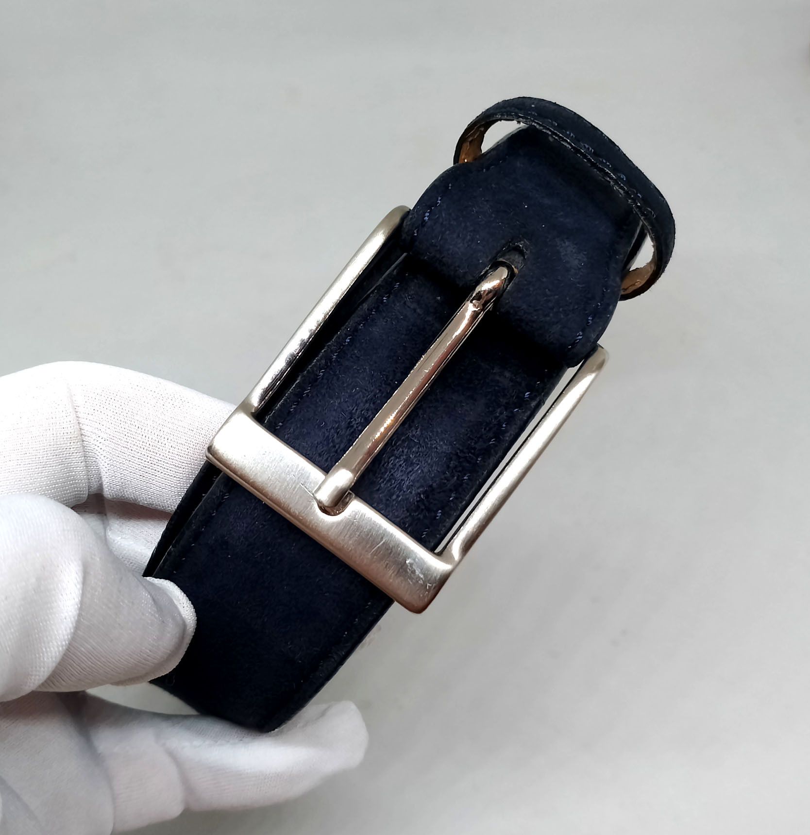 Magnanni Magnanni Suede Leather Belt, size 95, Dark Blue, Spain Size 36 - 8 Thumbnail