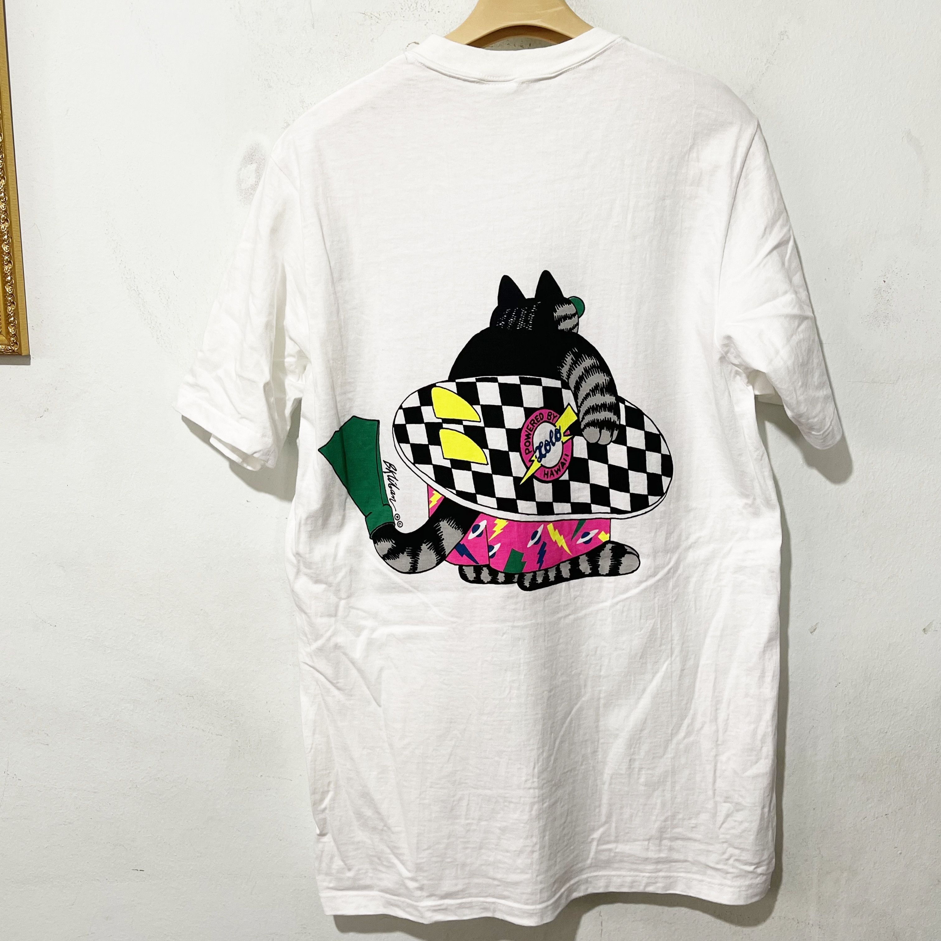 Vintage Vintage 80s Crazy Shirts Hawaii Newport Beach Cat T-Shirt Size US M / EU 48-50 / 2 - 3 Thumbnail