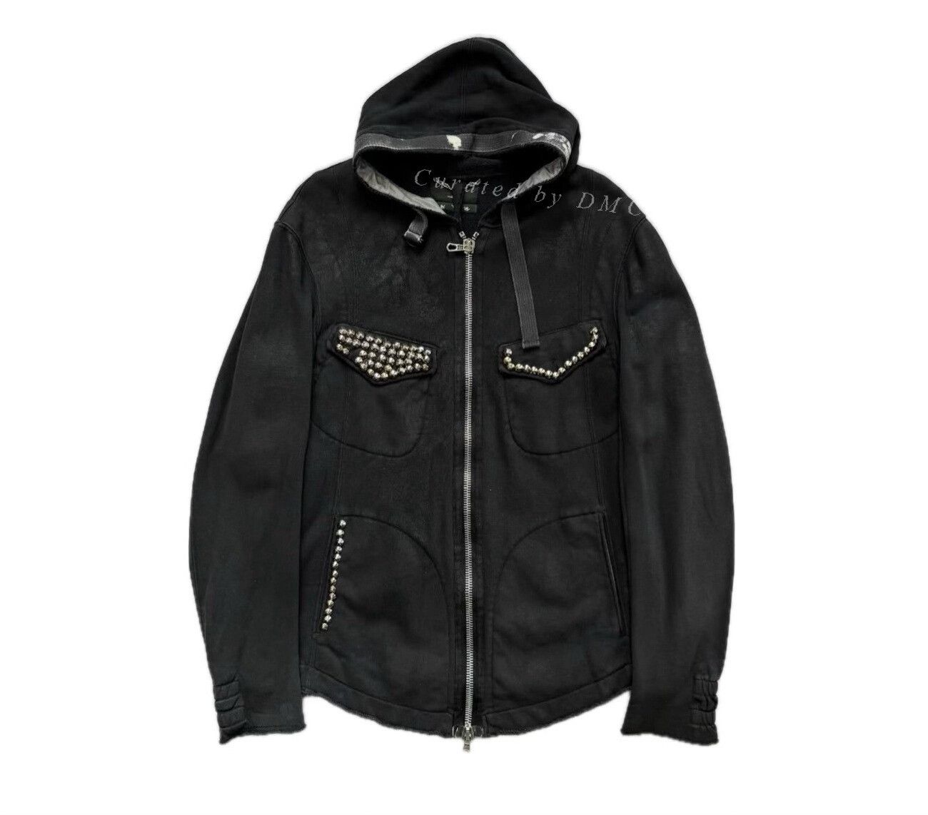 Vintage Vintage 2000s Maktig Waxed Studded Zip Hoodie Size US M / EU 48-50 / 2 - 1 Thumbnail