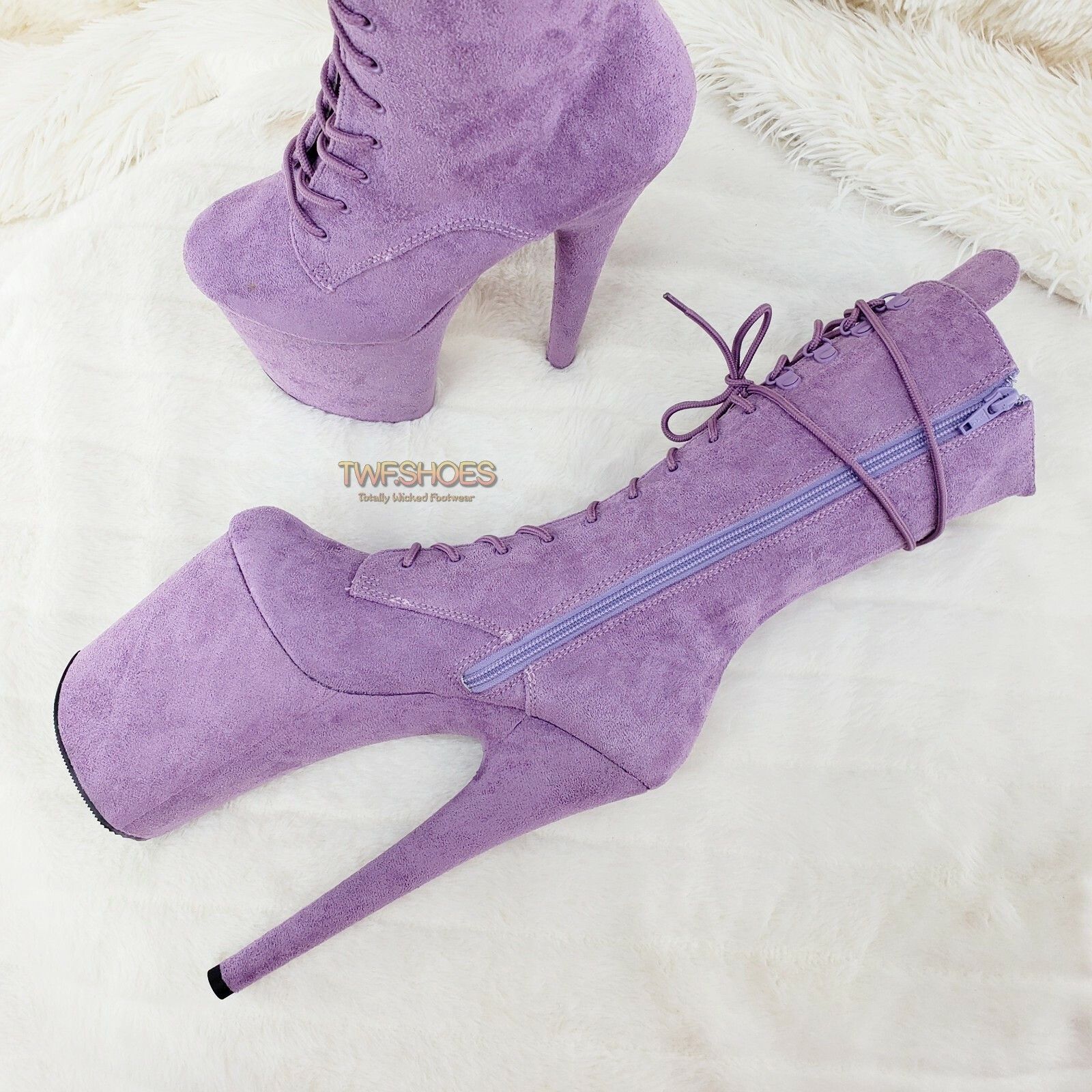 Other Flamingo 1050FS Lilac Purple V-Suede 8" Heel Platform Mid Ca Size US 9 / IT 39 - 5 Thumbnail