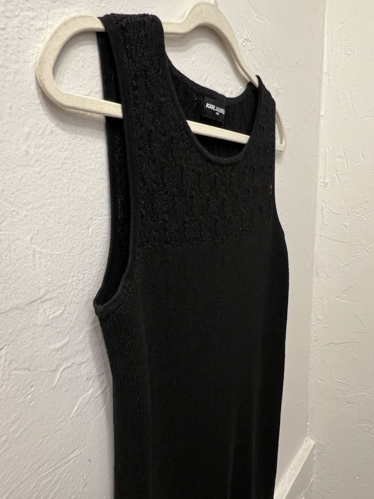 Karl Lagerfeld Black Pointelle Knit Sleeveless Sweater Size XL / US 12-14 / IT 48-50 - 3 Thumbnail
