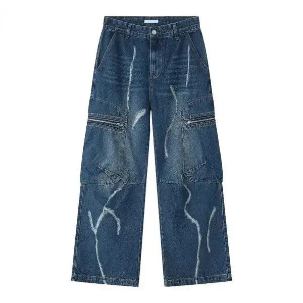 Japanese Brand × Vintage Baggy Ripped Jeans Frayed Zipper Pockets cargo Pants Hip-hop Size US 32 / EU 48 - 2 Thumbnail