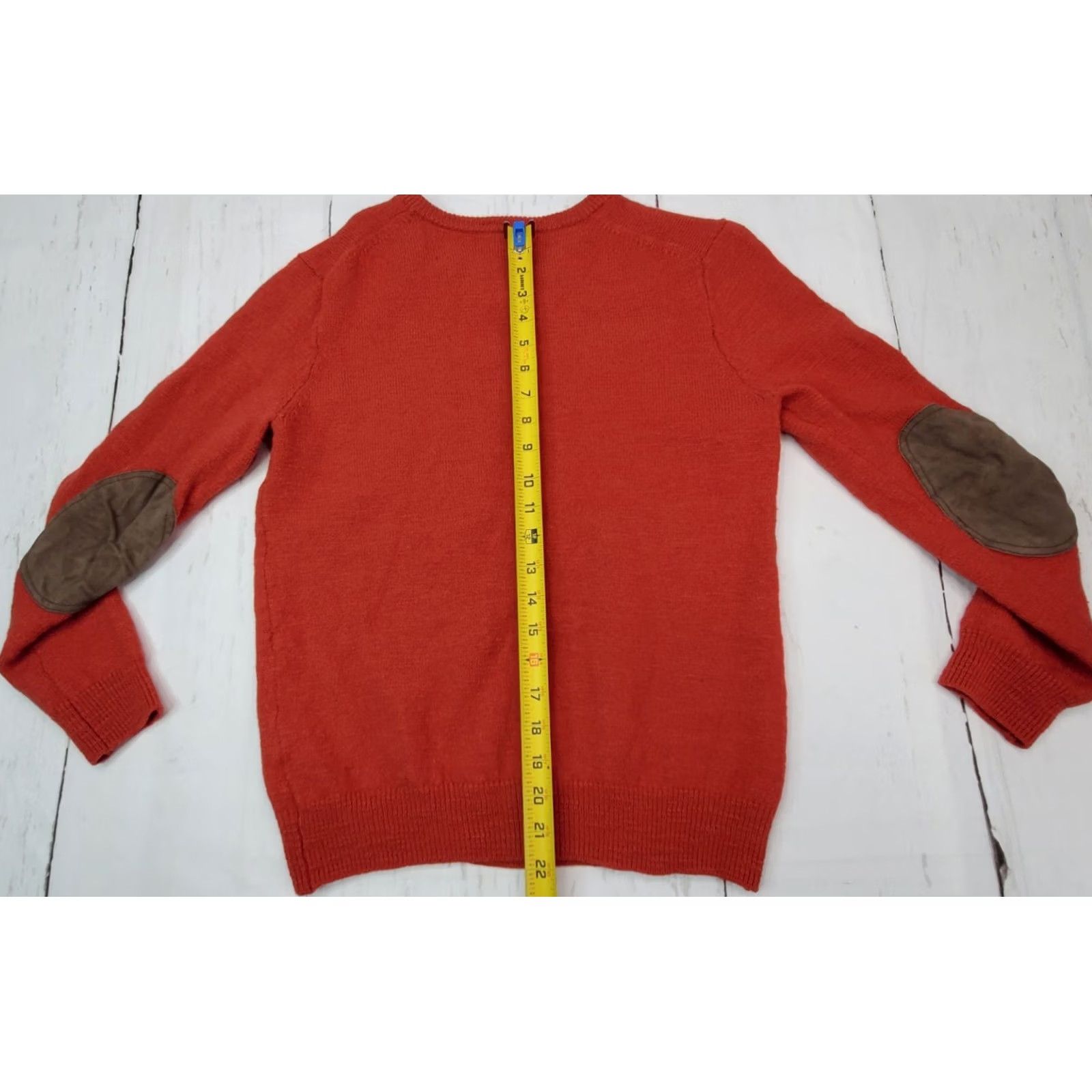 J.Crew J. Crew Merino Wool V-Neck Sweater Women L Slim Fit Pullover Elbow Patches Red, Kn: Pullover, Solid, Wool, 100% Merino, Winter/Fall, Casual, WomenS Size L / US 10 / IT 46 - 6 Thumbnail
