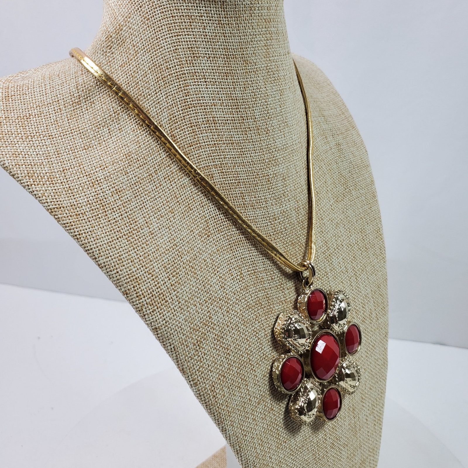 The Unbranded Brand Classy Career Pendant Necklace Red Gold Tone on Rope Size ONE SIZE - 2 Thumbnail