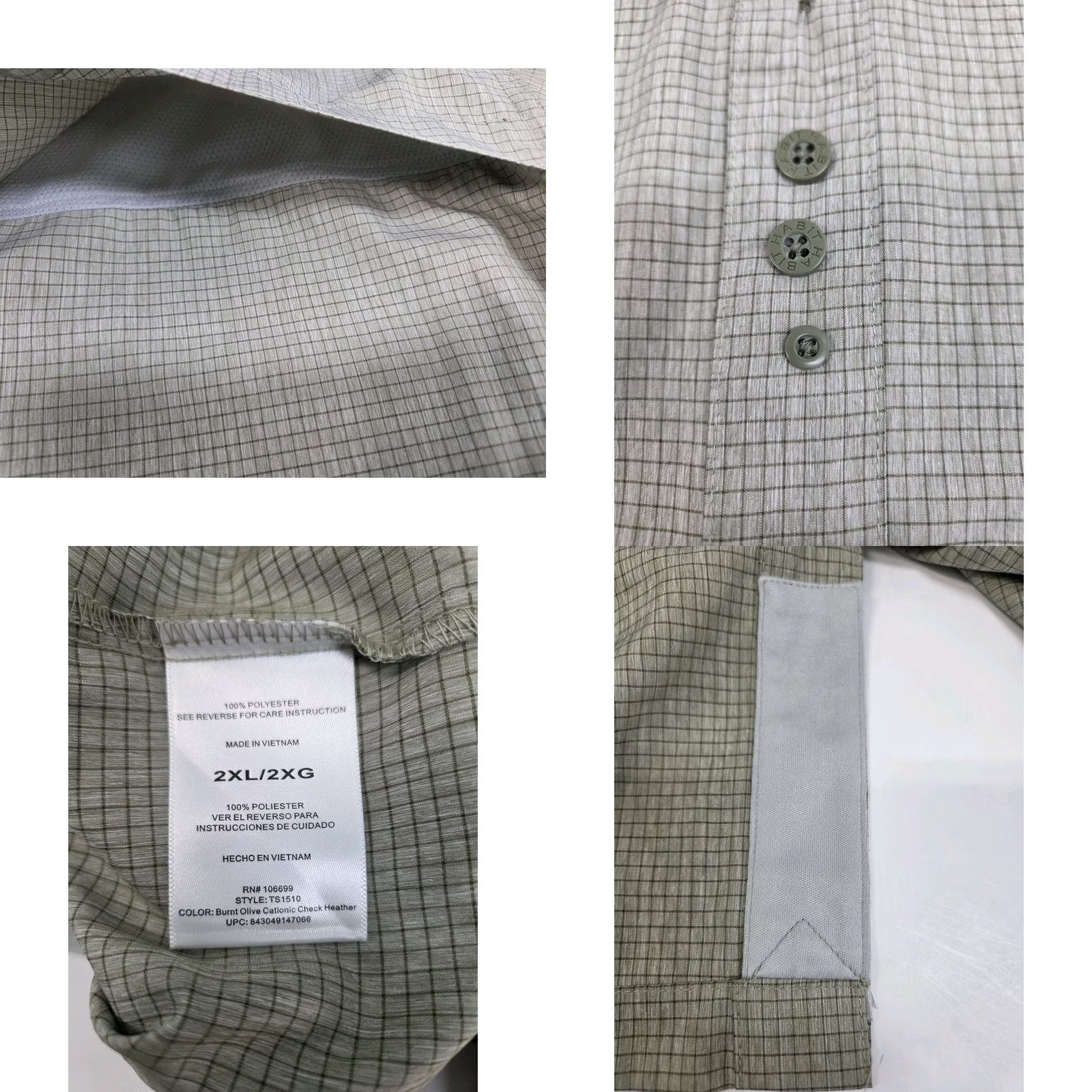 Habitat Habit Premier Fishing Shirt Green Check 2XL Mens Short Sleeve Casual Button-Down WWNT NWT (Big & Tall) Size US XXL / EU 58 / 5 - 9 Thumbnail