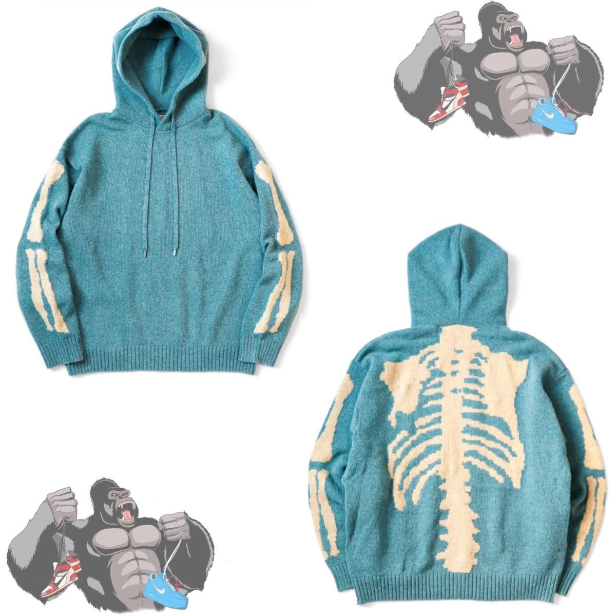Kapital Kapital 5G Wool Bone Hooded Sweater Teal Size US L / EU 52-54 / 3 - 1 Thumbnail
