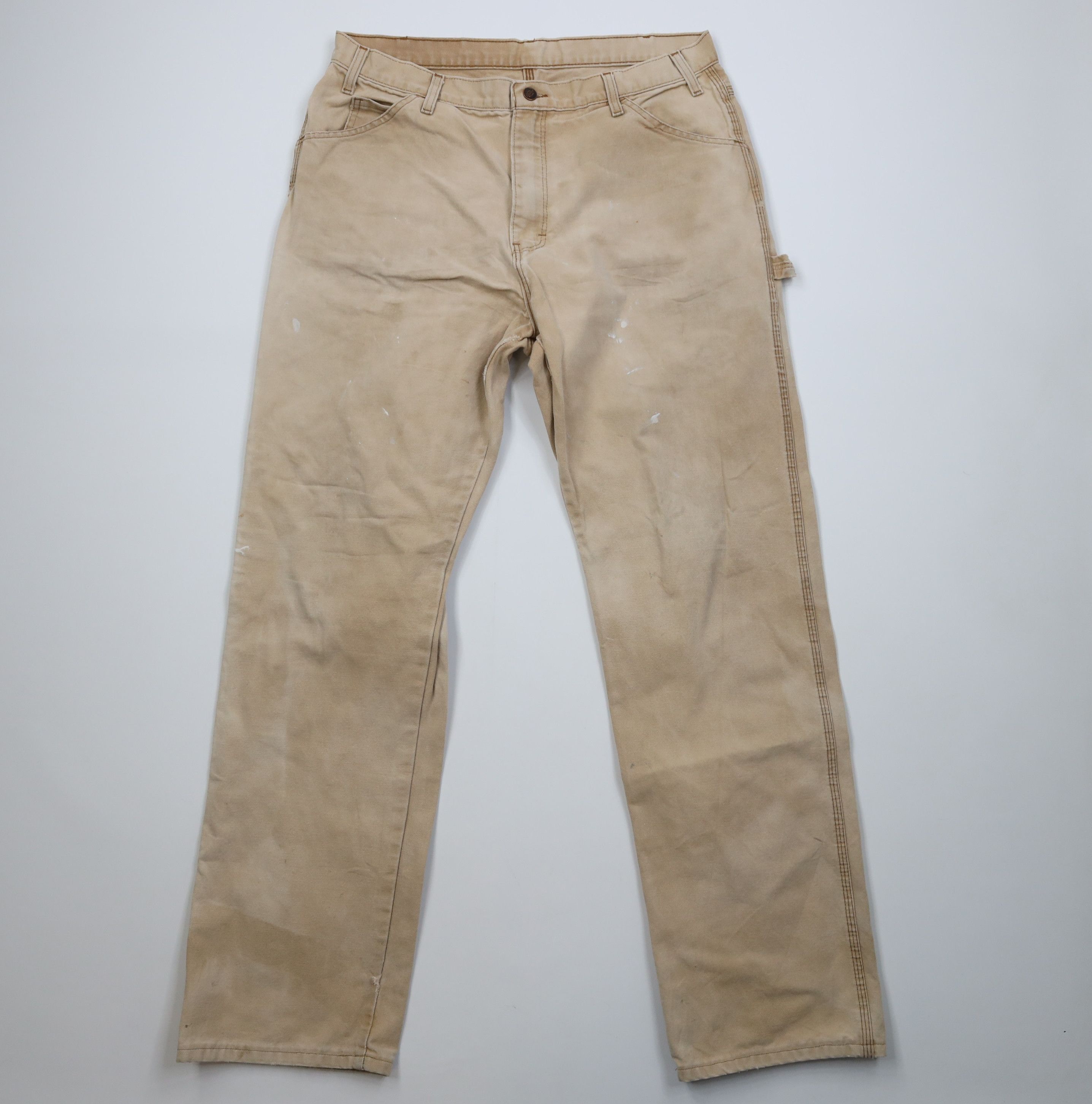 Dickies Vintage 90s Dickies Canvas Wide Leg Dungaree Pants Beige Size US 36 / EU 52 - 1 Thumbnail