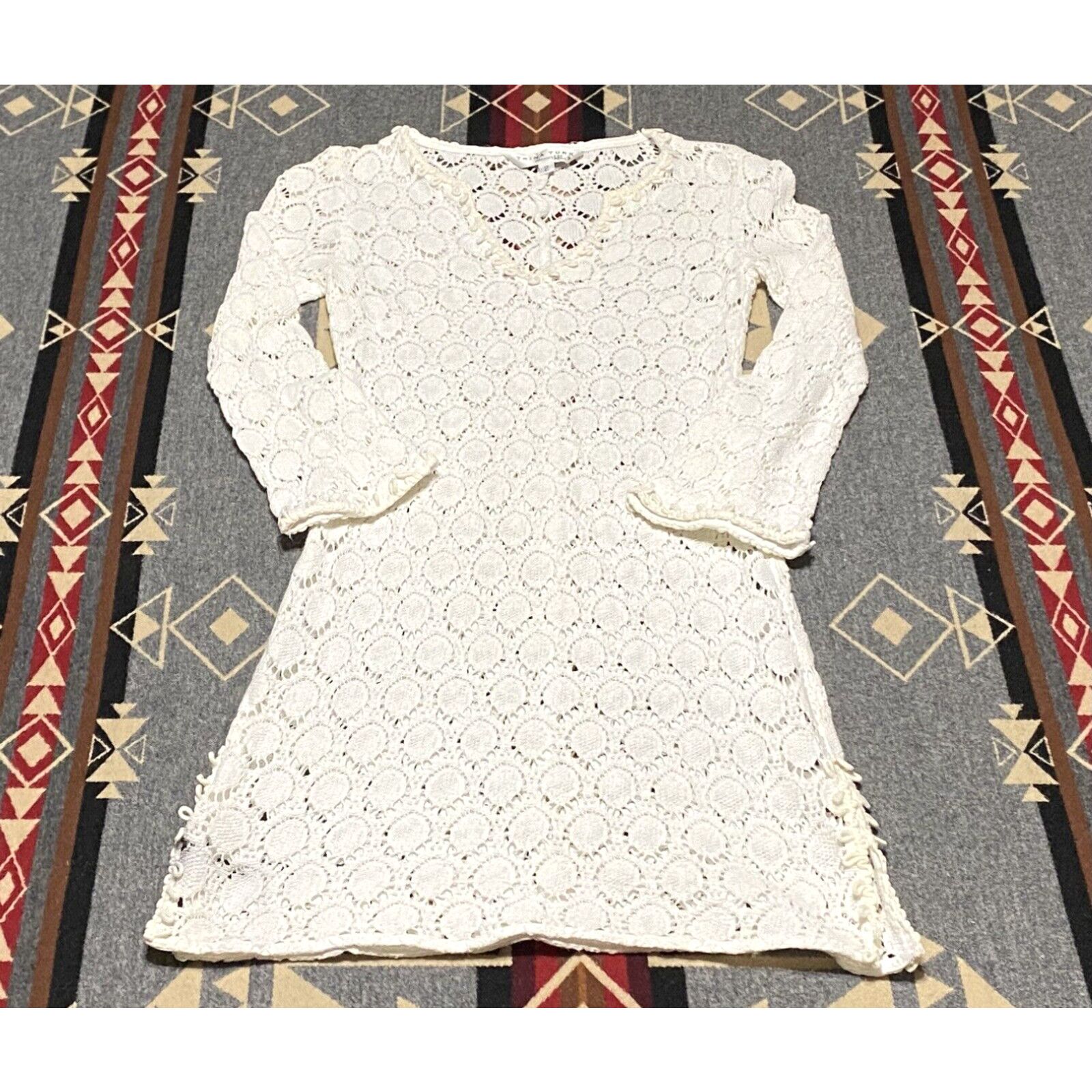 image of Trina Turk Dress Swim Suit Coverup Bodycon White Lace Beach Festival Size 2 T50, Women's