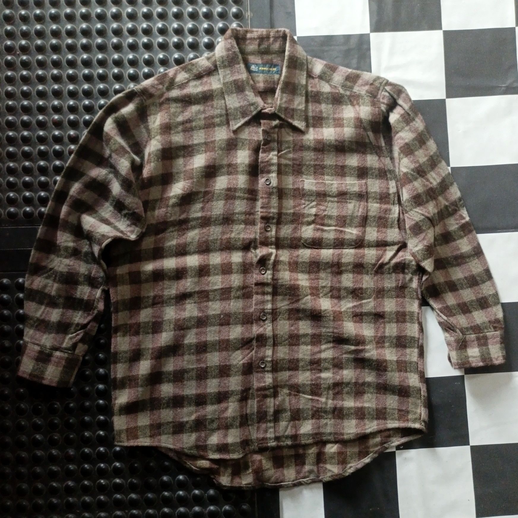 Vintage Flannel Shirt 90s John Calby Size US M / EU 48-50 / 2 - 1 Thumbnail