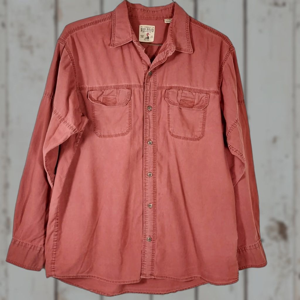 Vintage RedHead Shirt Button-Up Flannel Long Sleeve Casual Adult Large Red Regular Classic Mens Size US L / EU 52-54 / 3 - 1 Thumbnail
