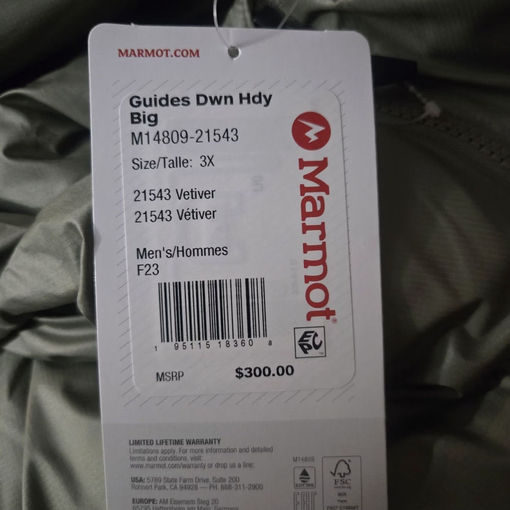 Marmot Marmot 700 Down Hooded Jacket Mens 3XL Green Full Zip Down Coat Full Zip 700 Marmot Down Jacket Mens 3XL Green Size US XXL / EU 58 / 5 - 5 Thumbnail