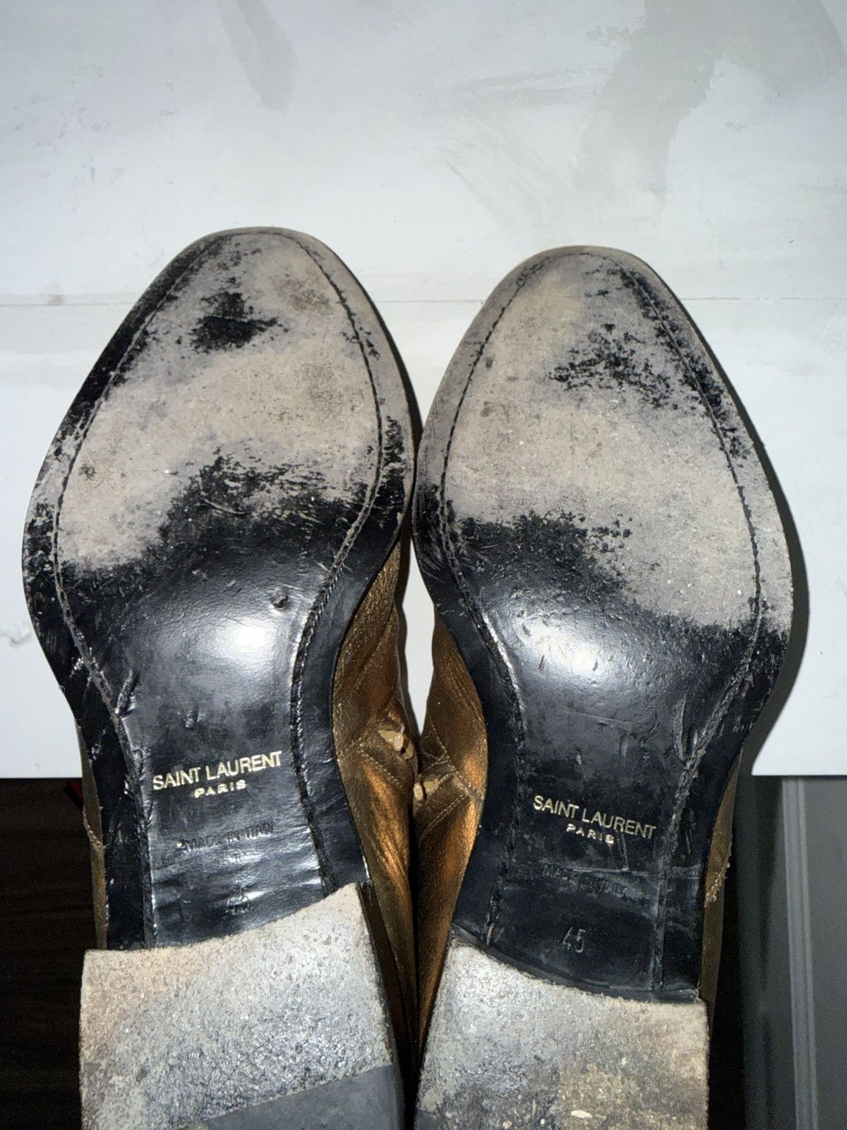 Saint Laurent Paris Saint Laurent Gold Wyatt Boots Size US 12 / EU 45 - 5 Thumbnail
