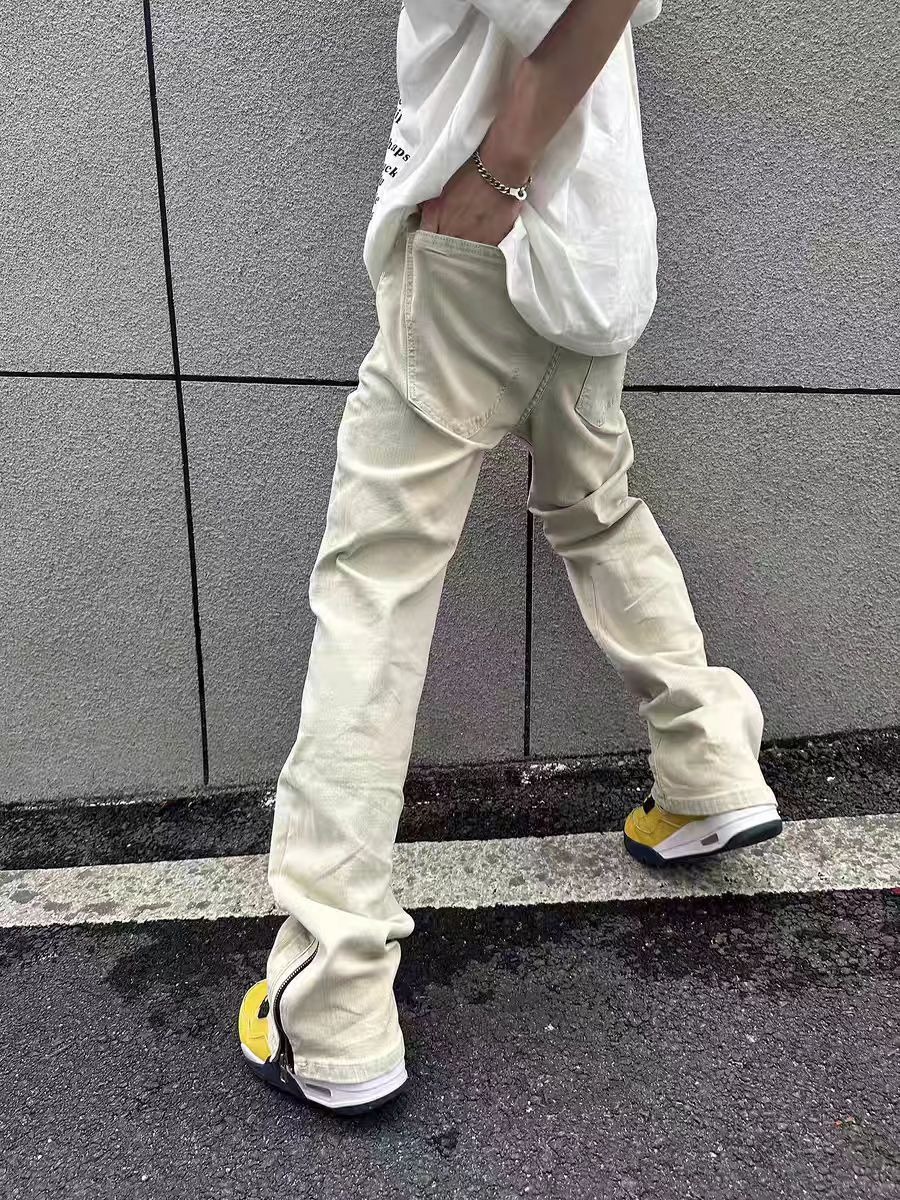 Designer × Jean × Vintage Vintage high street ripped side zip washed Y2K jeans Size US 32 / EU 48 - 4 Thumbnail