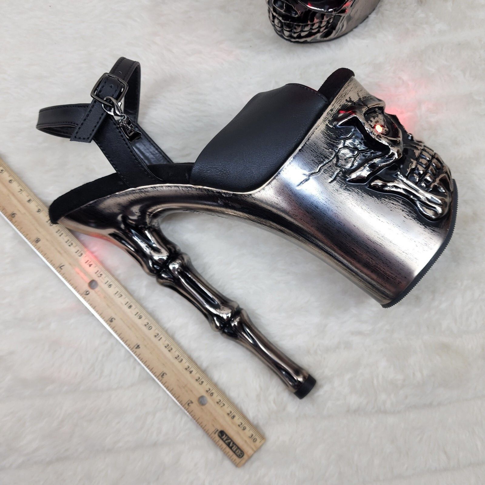 Other Rapture Black Matte Silver Skull & Bones 8" High Heel Platf Size US 7 / IT 37 - 7 Thumbnail