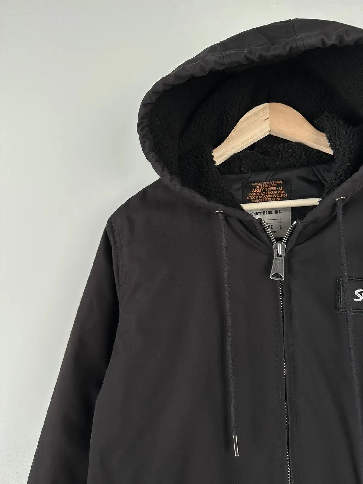 Schott Vintage Y2k Schott Nyc Bomber Hooded Jacket Zip Size US L / EU 52-54 / 3 - 4 Thumbnail