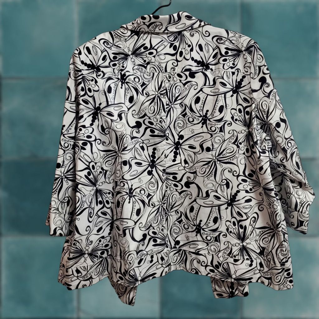 Vintage VINTAGE Westbound Jacket Women 3X White Black Butterfly 3/4 Sleeve Open Front Blazer Size XXL / US 16-18 / IT 52-54 - 1 Thumbnail