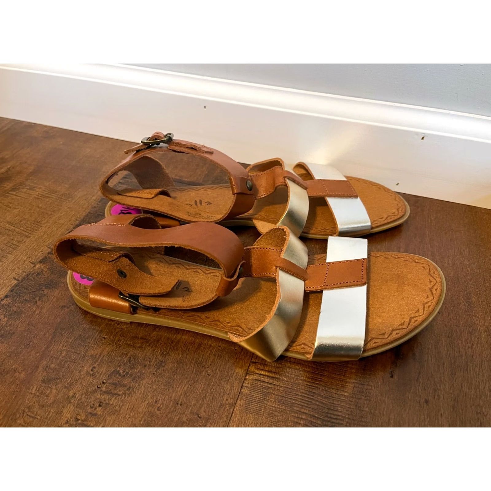 Vintage Mariella Brown Leather Caged Ankle Open Toe Sandal Flats New Women's 8.5 Made in Italy Size US 9 / IT 39 - 2 Thumbnail