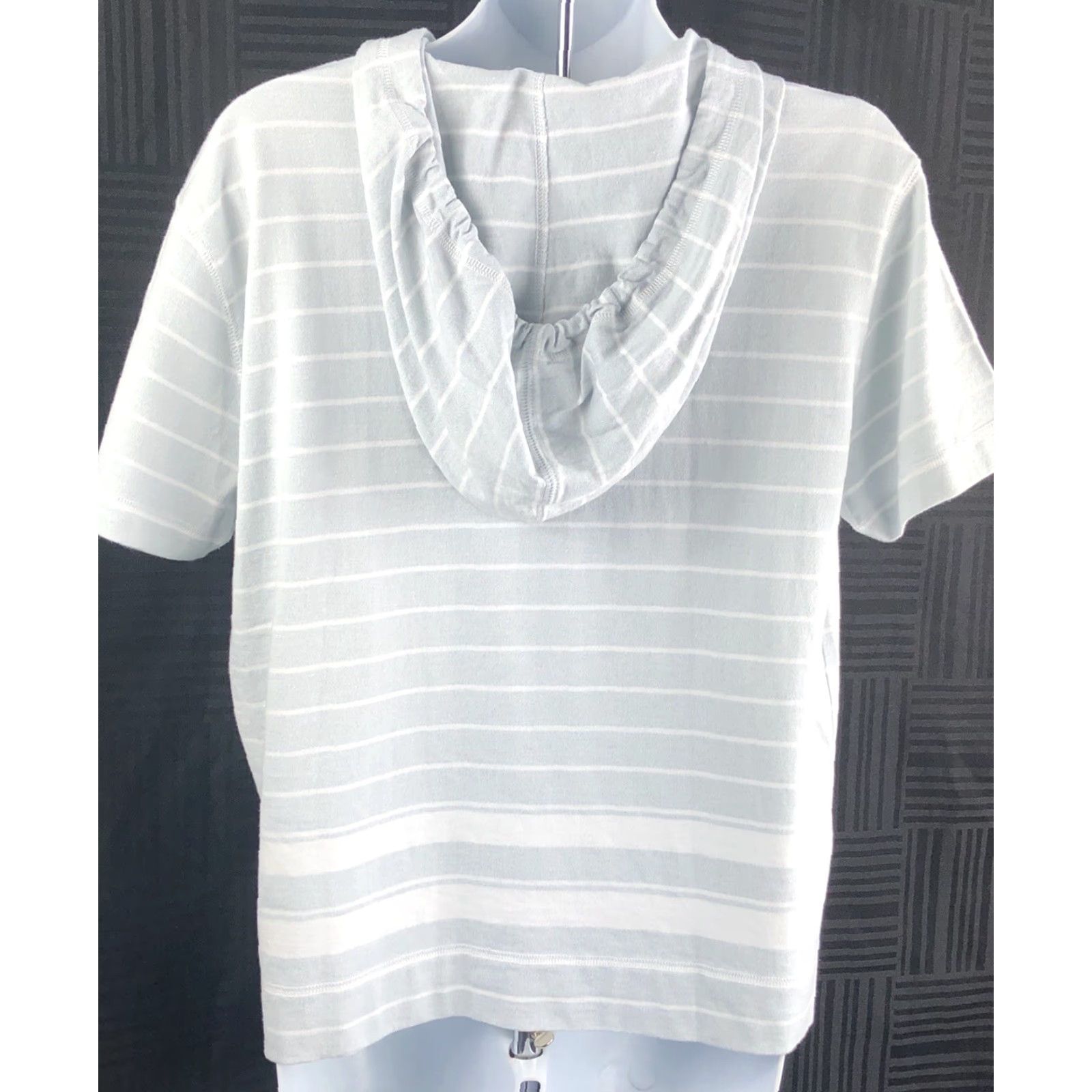 Jones New York Jones NY Hoodie T-Shirt Gray/White Stripe Short Sleeve Hi-Lo Hem Womens Petite XS-XL? Size L / US 10 / IT 46 - 3 Thumbnail