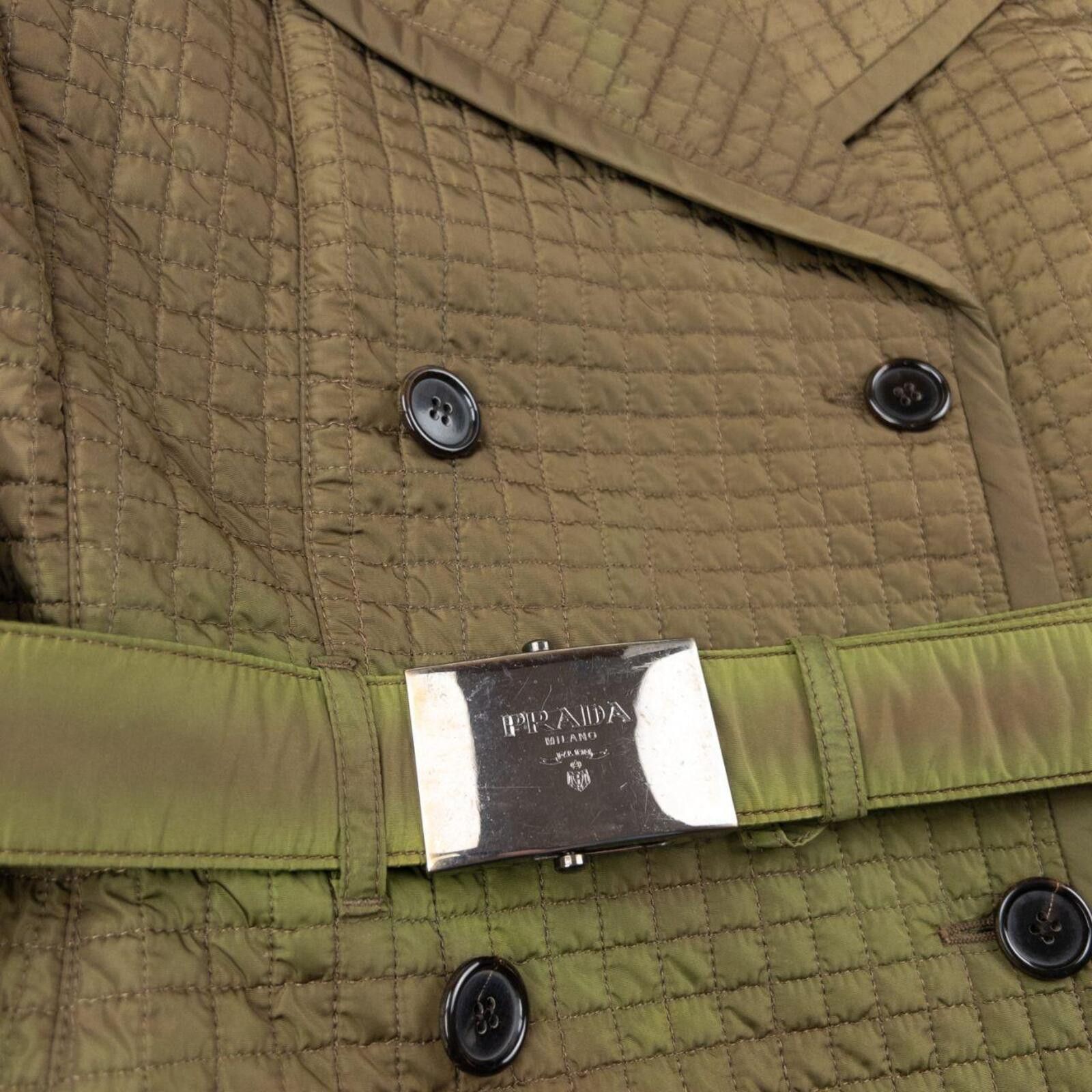 Prada Vintage 2000s Prada Quilted Belt Waist Trench Jacket Size M Size M / US 6-8 / IT 42-44 - 4 Thumbnail