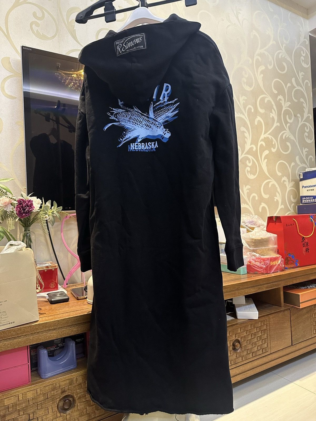 image of Raf Simons Butterfly Hoodie in Black, Men's (Size XS)