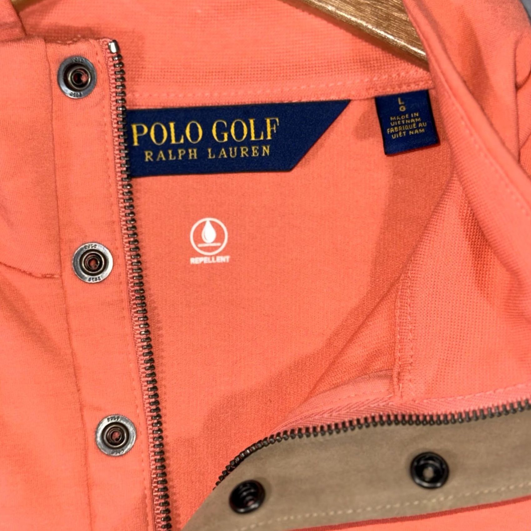 Polo Ralph Lauren Polo Golf Ralph Lauren Mens L Orange Repellent 1/4 Zip Mock Neck Pullover Shirt Size US L / EU 52-54 / 3 - 3 Thumbnail