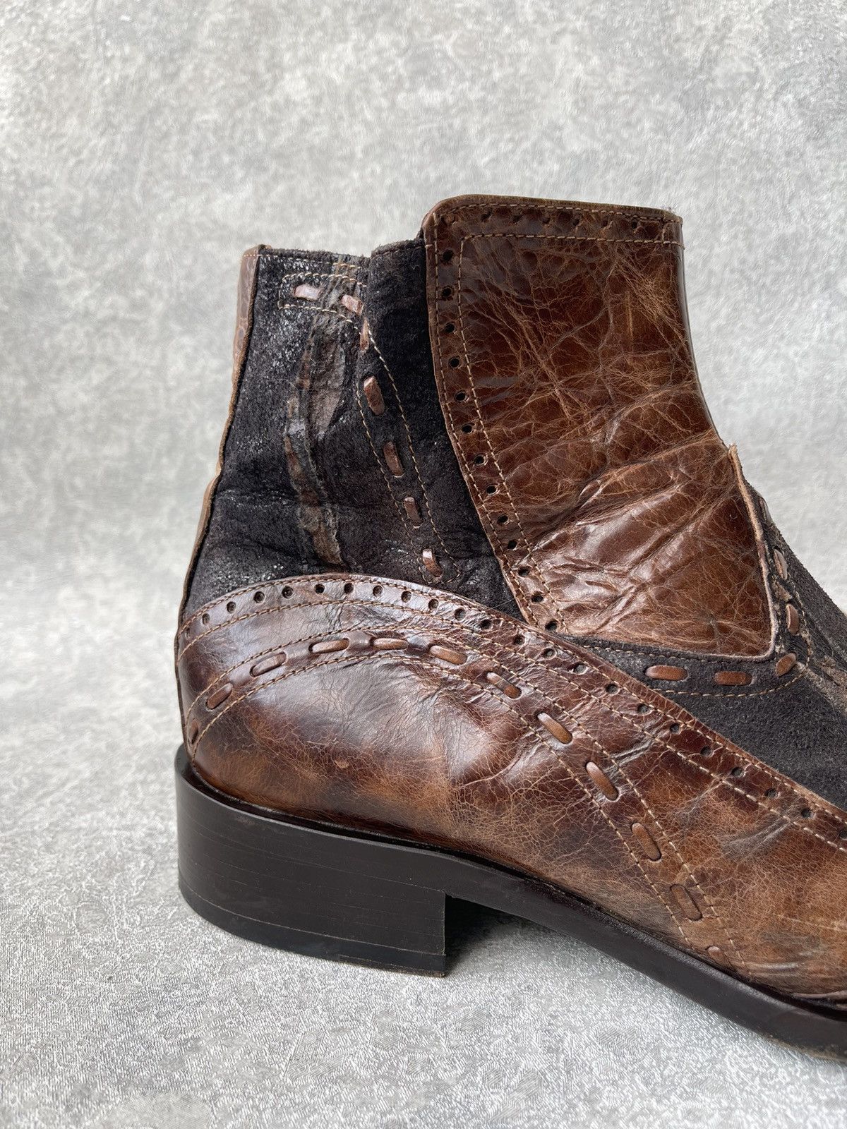 Jo Ghost GHOST Italy Distressed Leather Square Toe Boots Archive Y2K Size US 8 / EU 41 - 3 Thumbnail