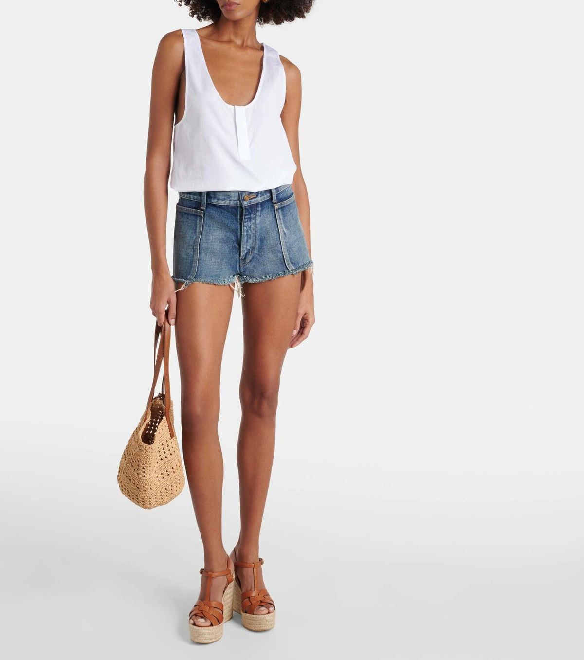 Saint Laurent Paris o1y0126 Sleeveless Blouse in White Size M / US 6-8 / IT 42-44 - 3 Thumbnail