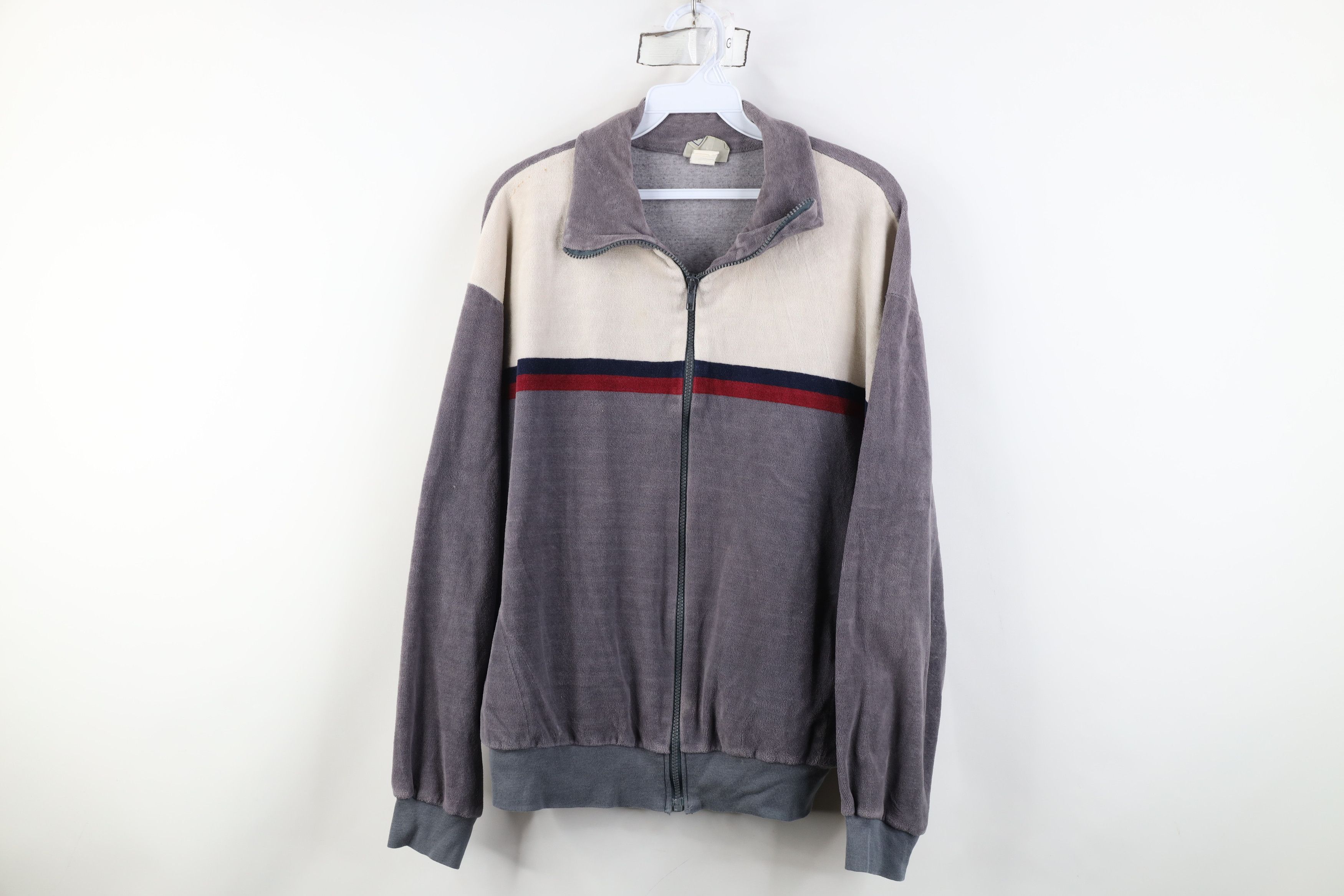 Vintage Vintage 70s Streetwear Boxy Fit Velour Track Jacket USA Size US XL / EU 56 / 4 - 1 Thumbnail