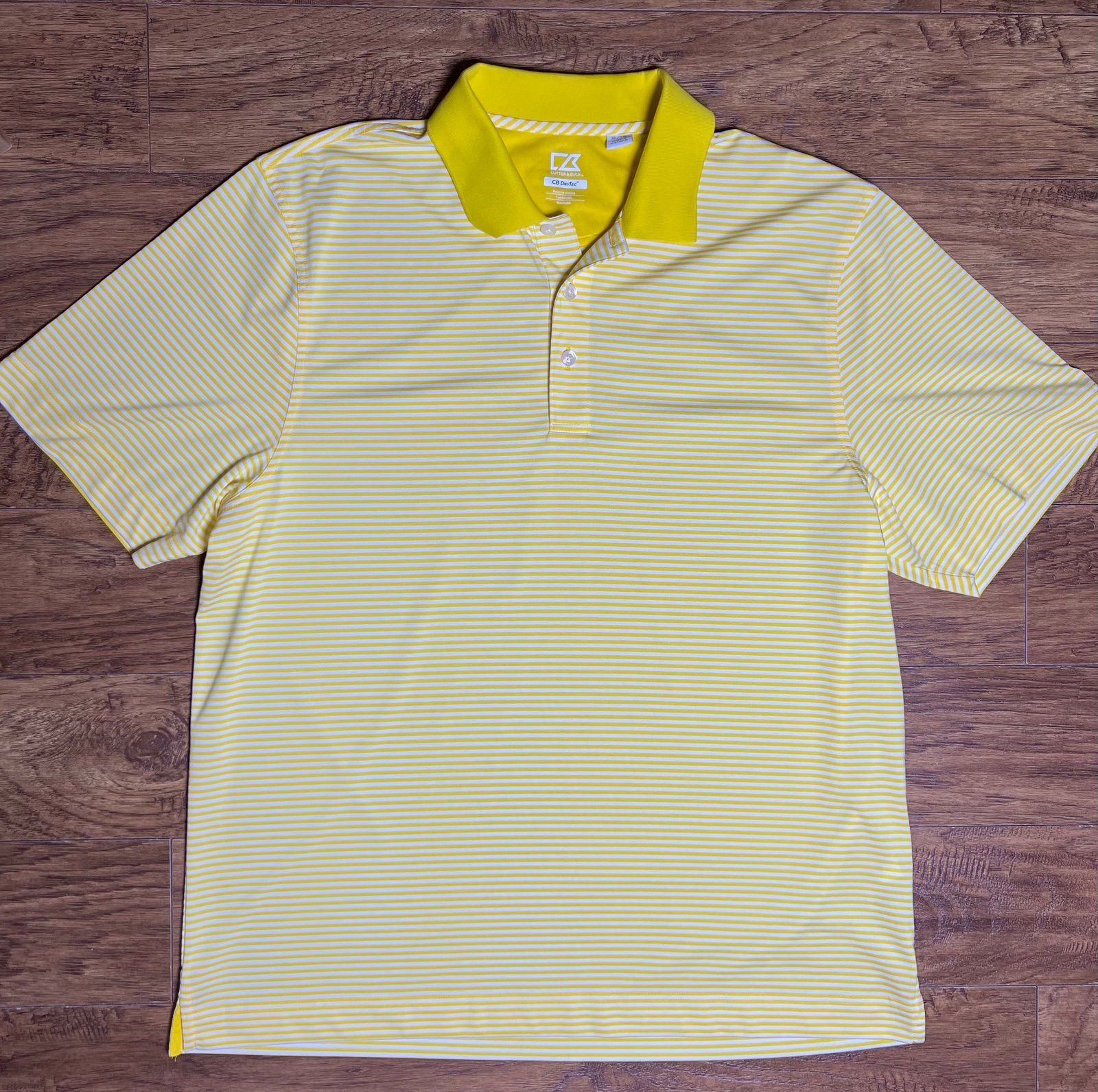 Cutter & Buck Cutter & Buck Men's MoistureWicking Drytec Yellow/White Polo Size US XL / EU 56 / 4 - 1 Thumbnail