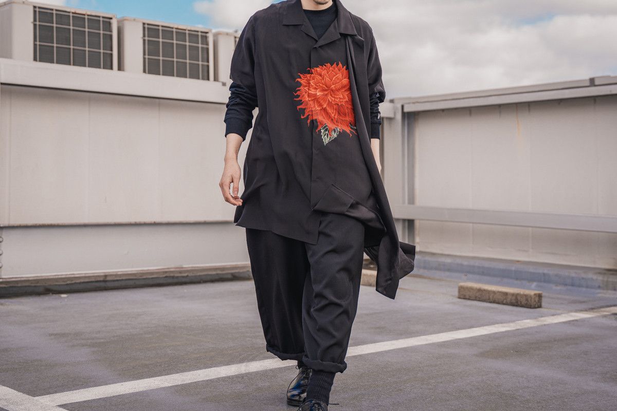 Yohji Yamamoto Yohji Yamamoto Pour Homme - Silk Dahlia Layered Aloha Blouse Size US M / EU 48-50 / 2 - 14 Thumbnail