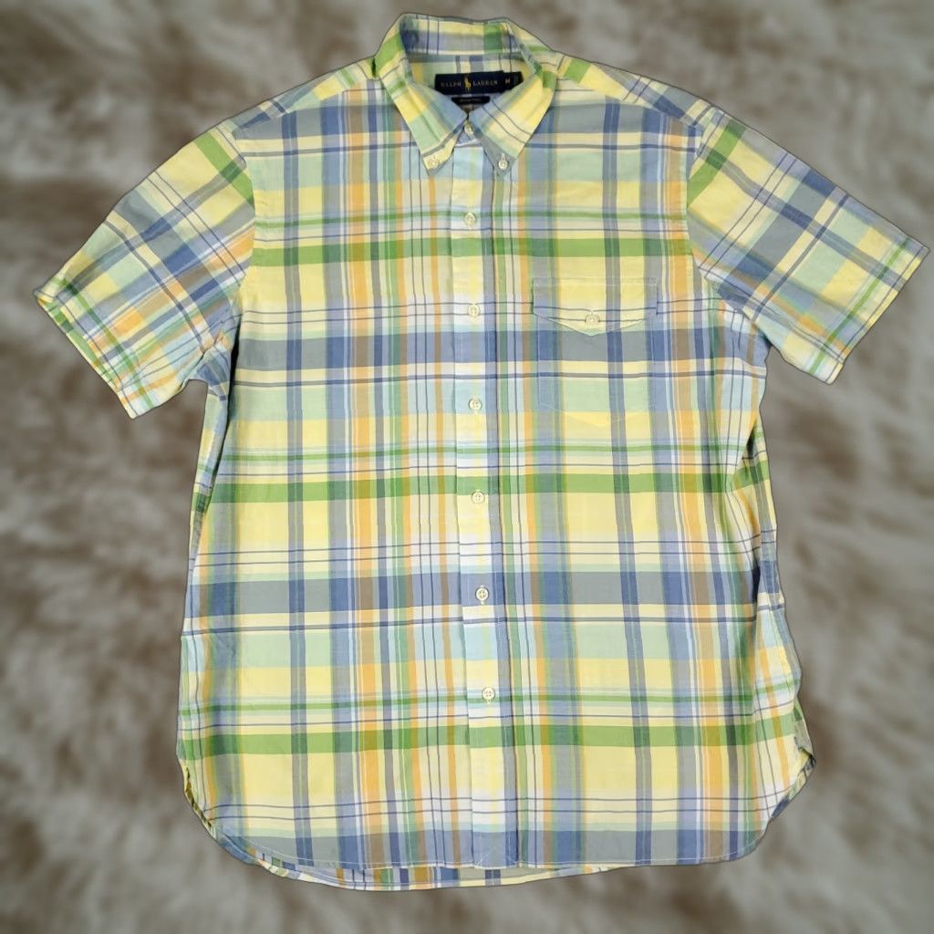 Ralph Lauren Ralph Lauren Shirt Mens Medium Yellow Blue Plaid Button Up Short Sleeve Size US M / EU 48-50 / 2 - 1 Thumbnail