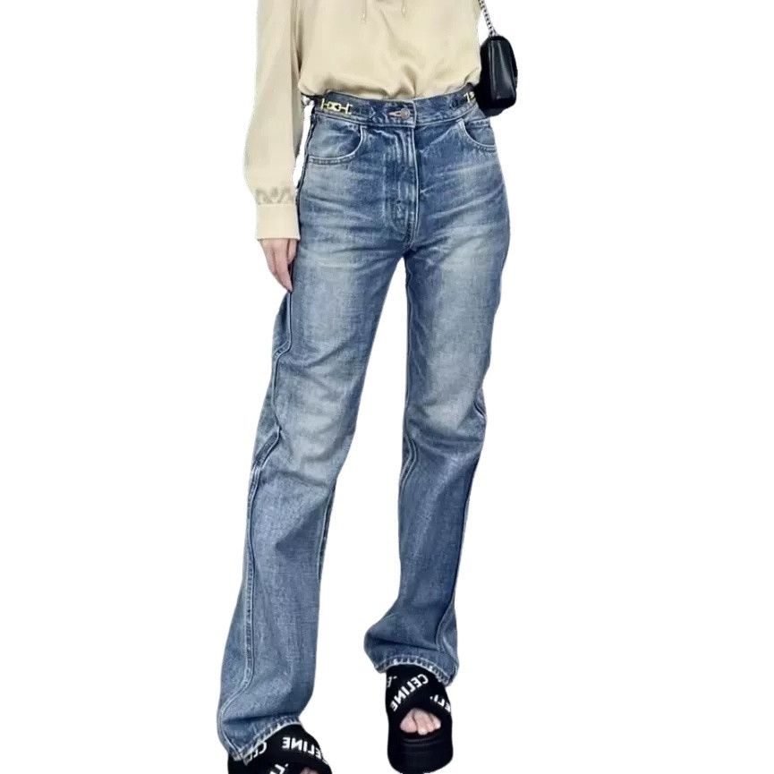Celine Celine Triomphe Chain Distressed Jeans 27 Size 27" / US 4 / IT 40 - 1 Thumbnail